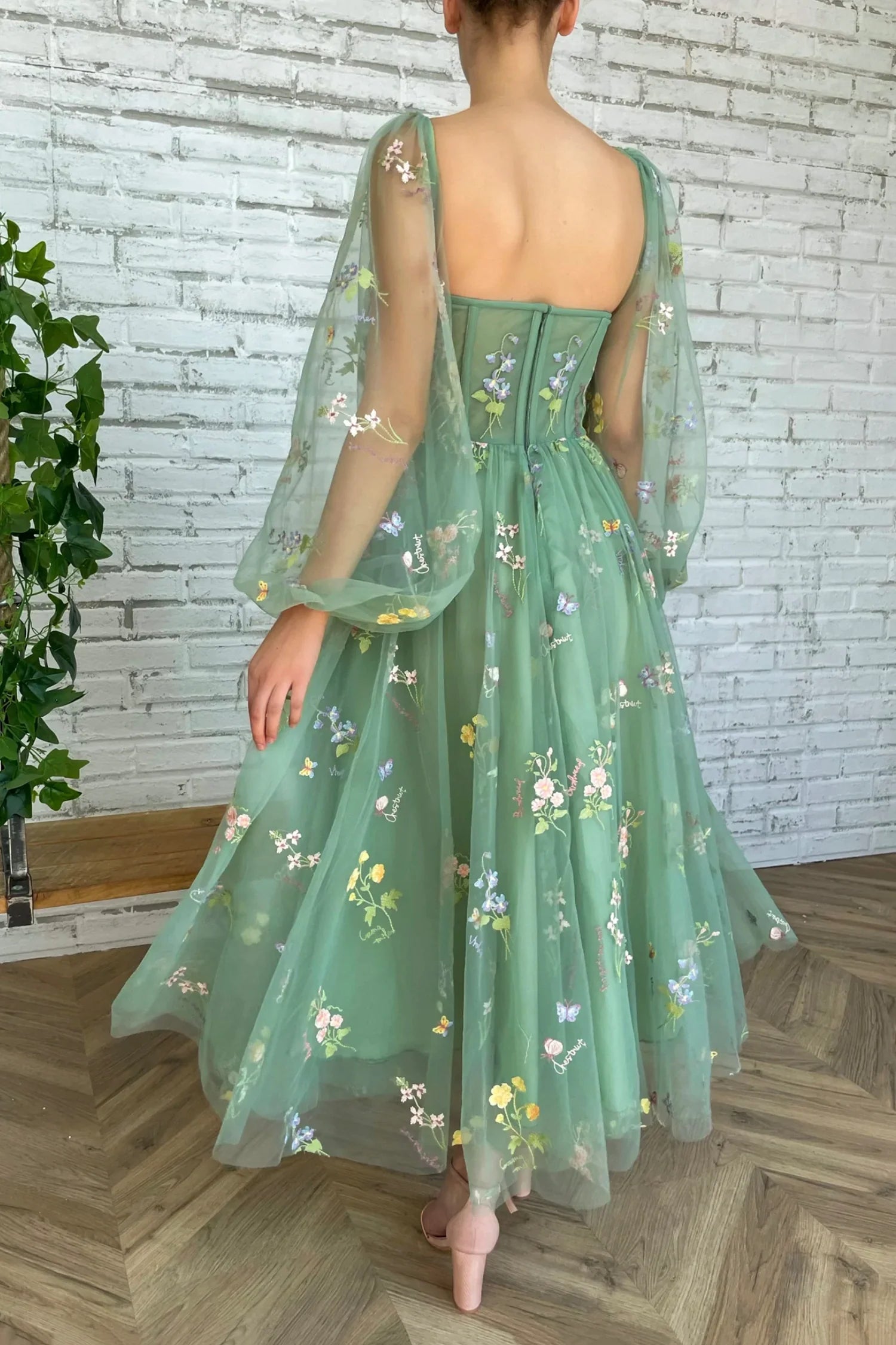 A-Line Green Tulle Lace Short Prom Dresses Homecoming Dresses Party Dresses