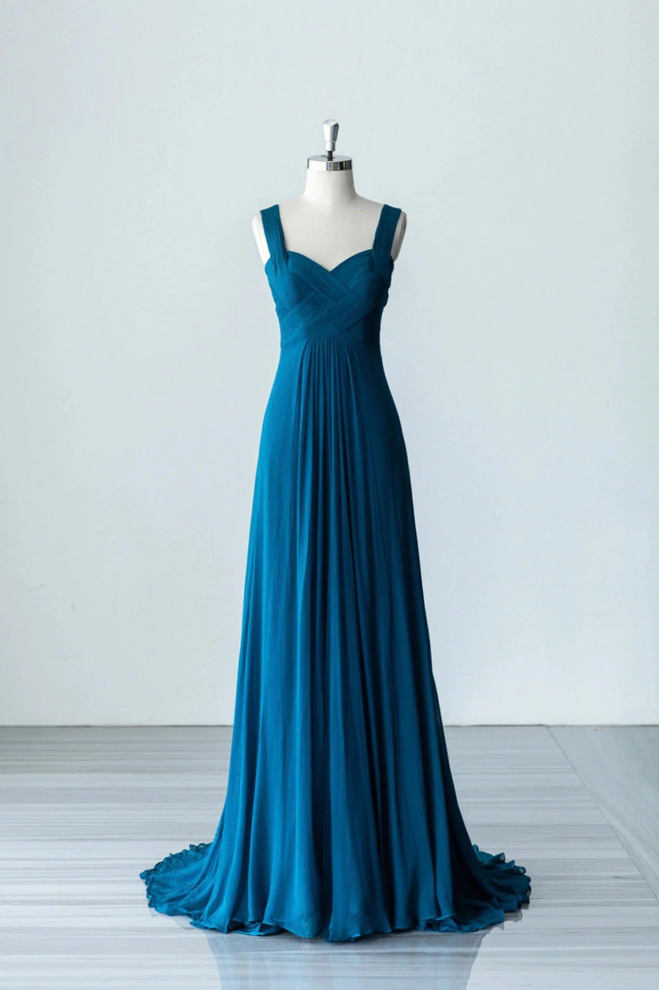 A-Line Blue Chiffon Long A-Line Prom Dress Evening Dress Party Dress