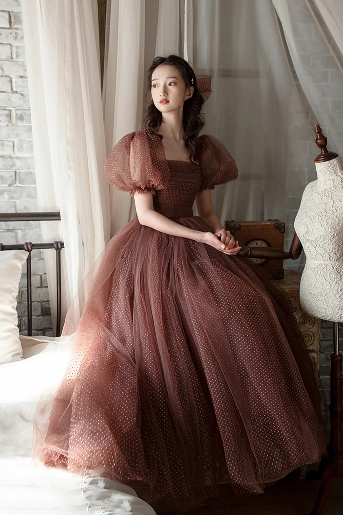 A-Line Lovely Tulle Tea Length Graduation Dress Party Dress