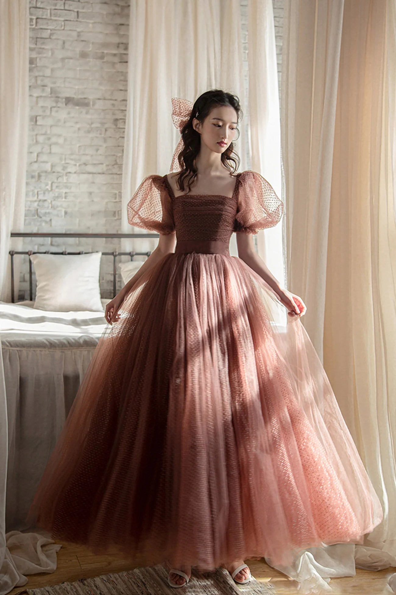 A-Line Lovely Tulle Tea Length Graduation Dress Party Dress