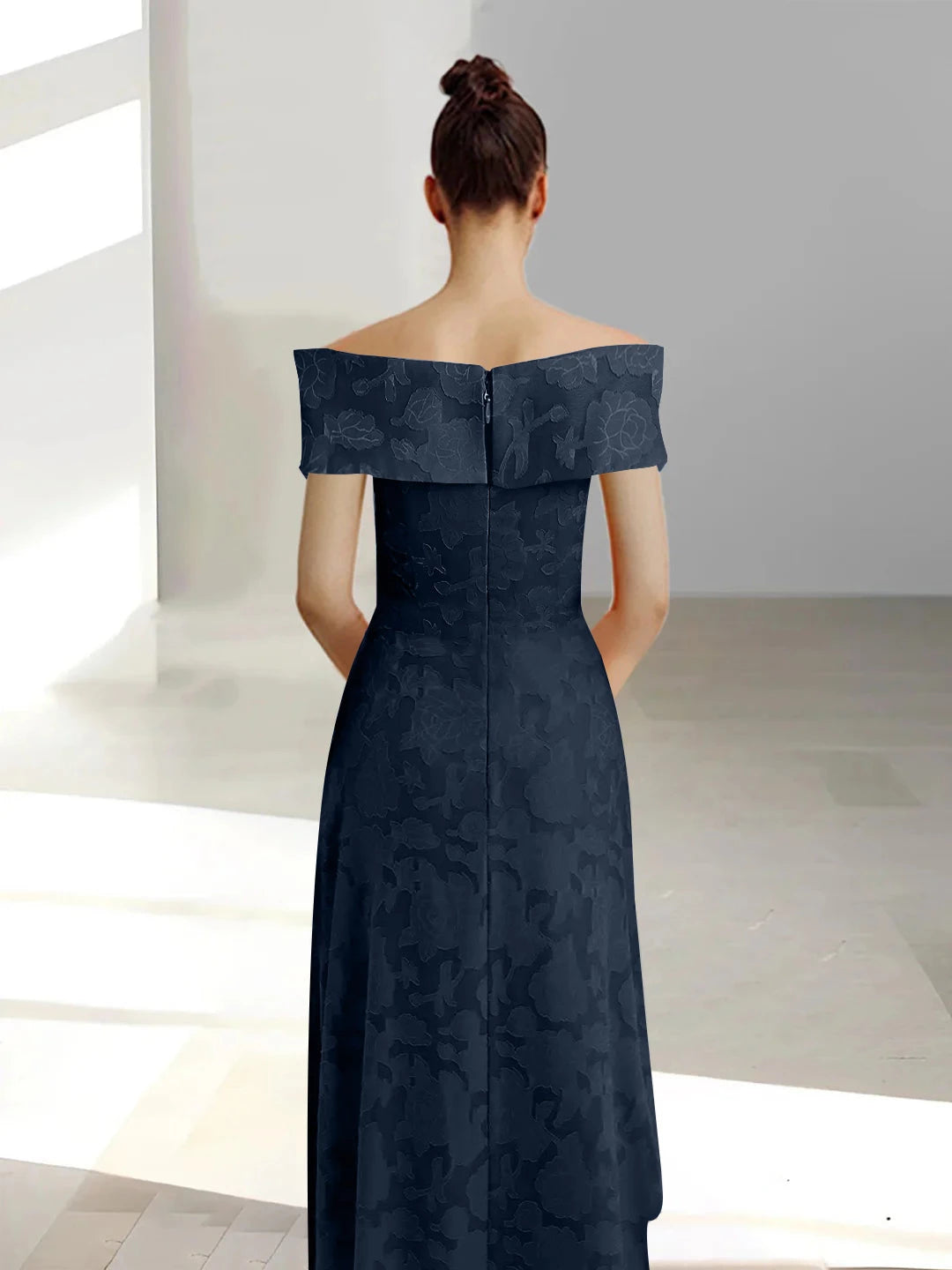 A-Line Off-the-Shoulder Sleeveless Ankle-Length Rose Lace Applique with Pockets Mother of the Bride Dresses