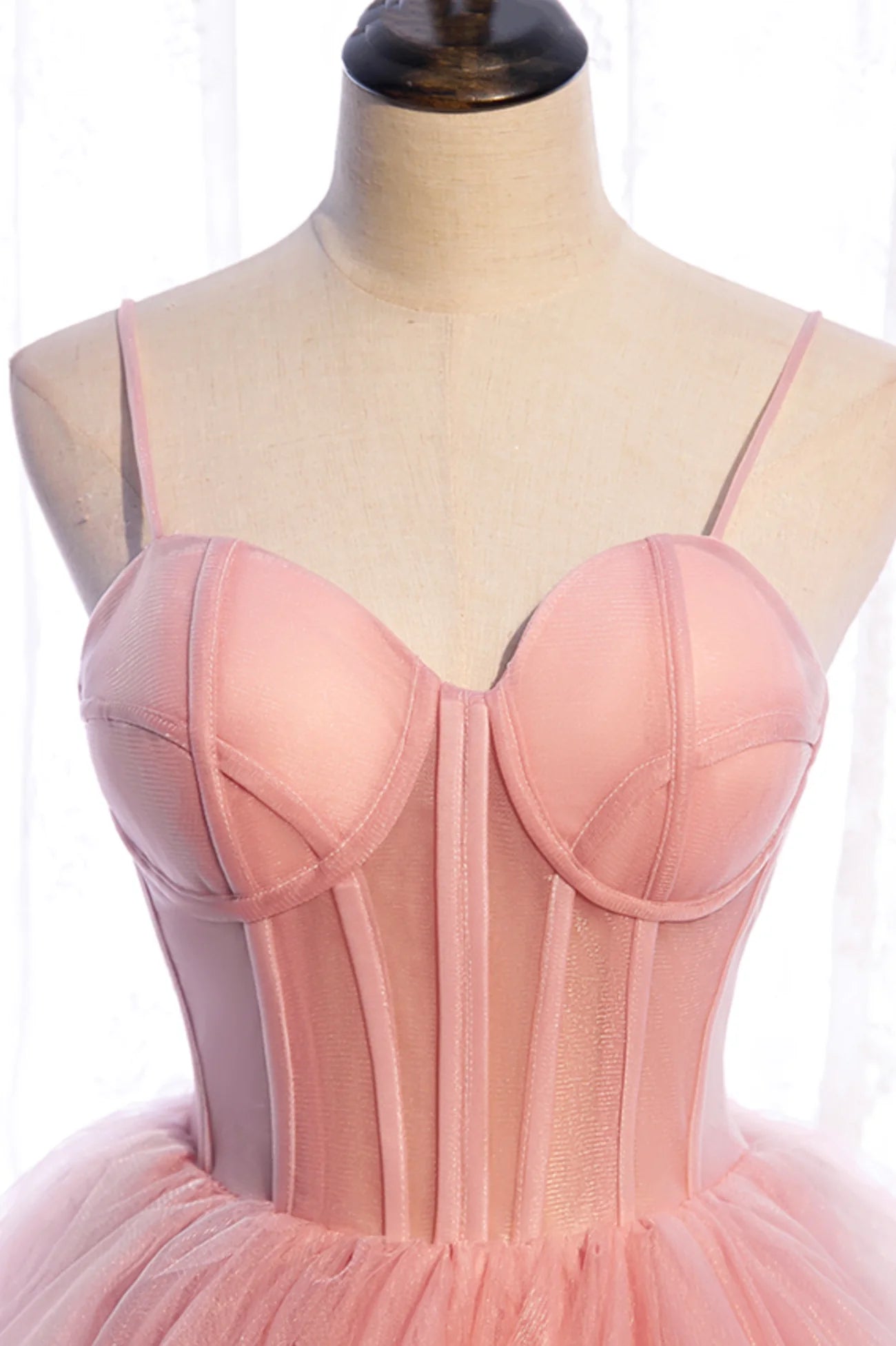 A-Line Pink Tulle Long Prom Dresses  A-Line Evening Dresses Wedding Dress