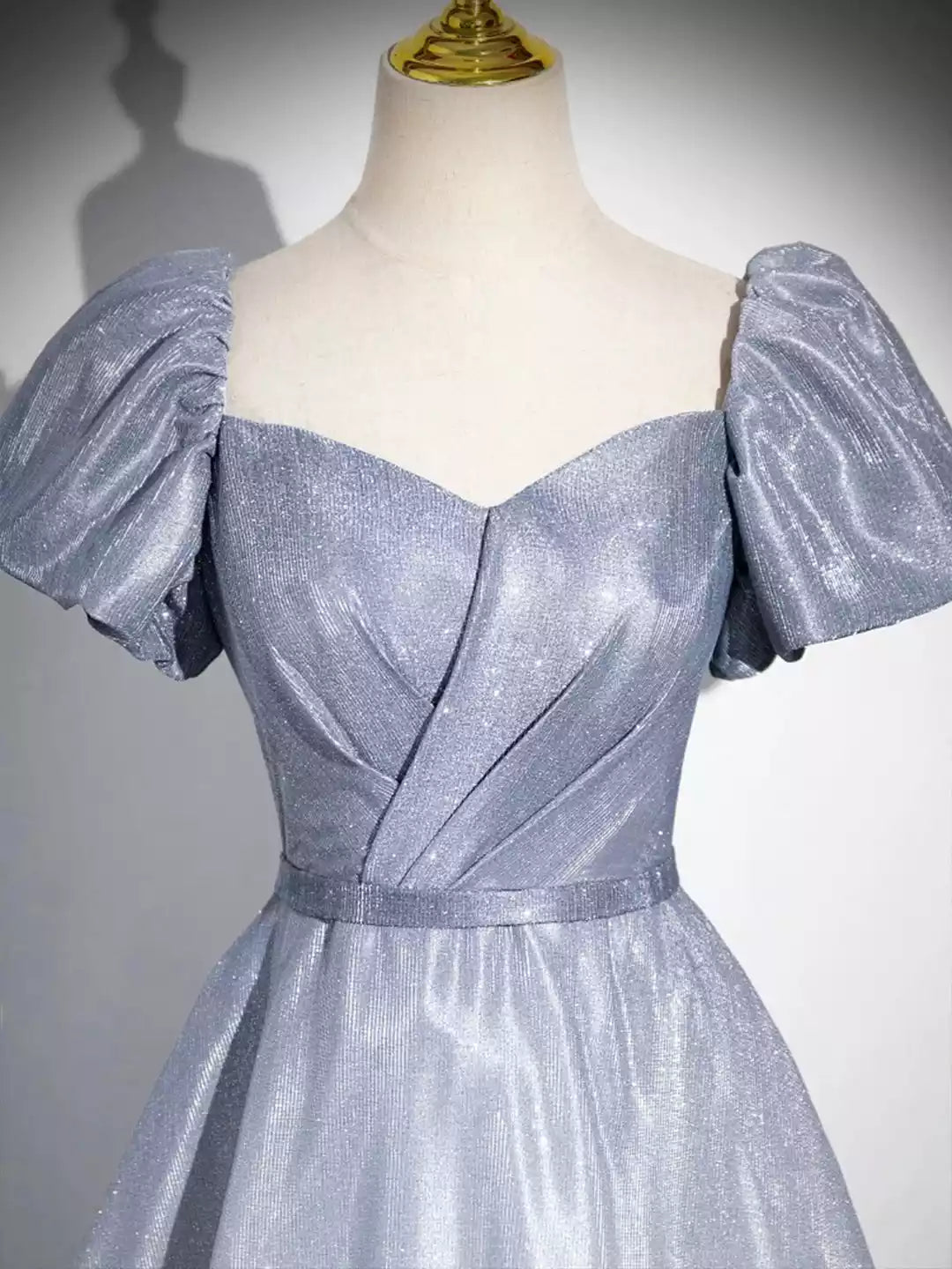 A-Line Princess Off-The-Shoulder Sleeveless Beautiful Gradient-Color Glitter Sequins Prom Dresses Gray Blue Formal Dresses