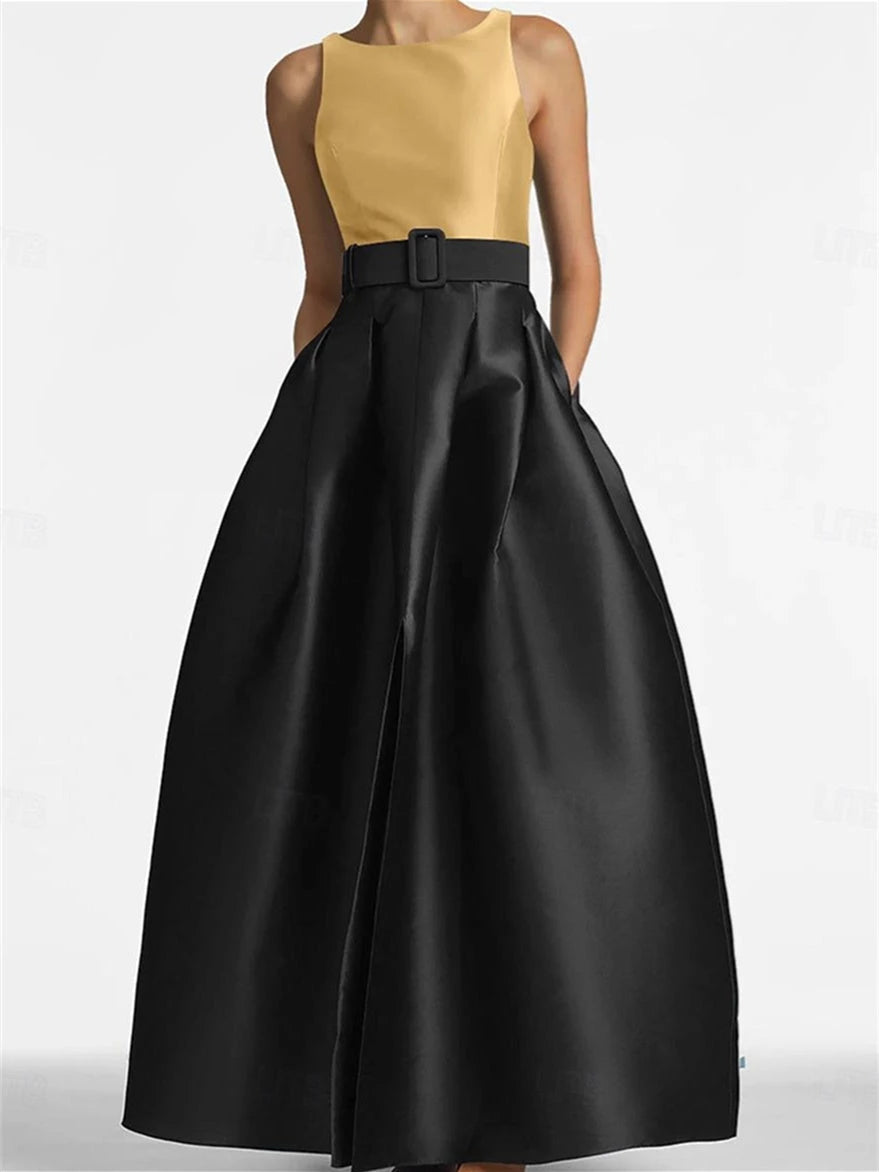 A-Line Scoop Sleeveless Floor-Length with Belt Mother of the Bride Dresses