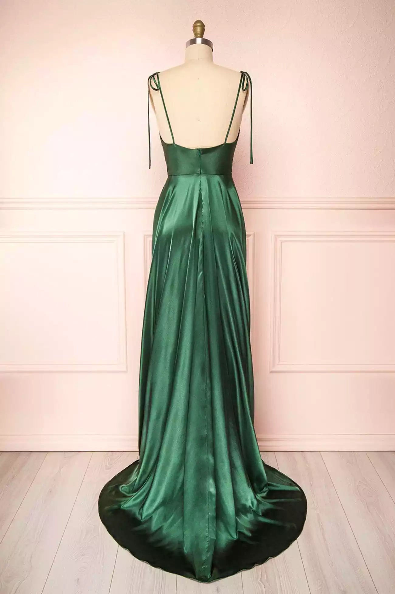A-Line Simple Satin Long Prom Dresses Formal Evening Dresses
