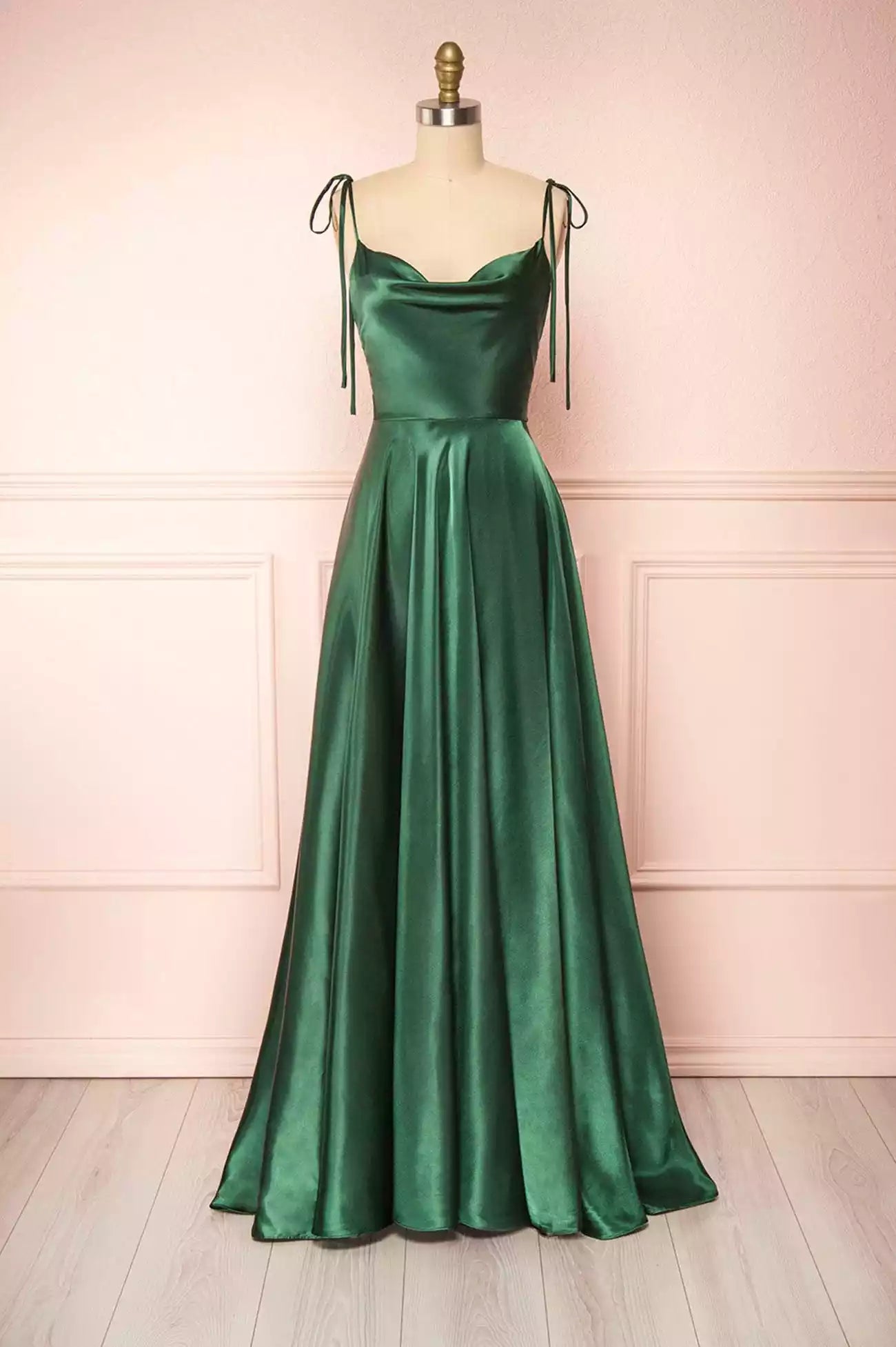A-Line Simple Satin Long Prom Dresses Formal Evening Dresses