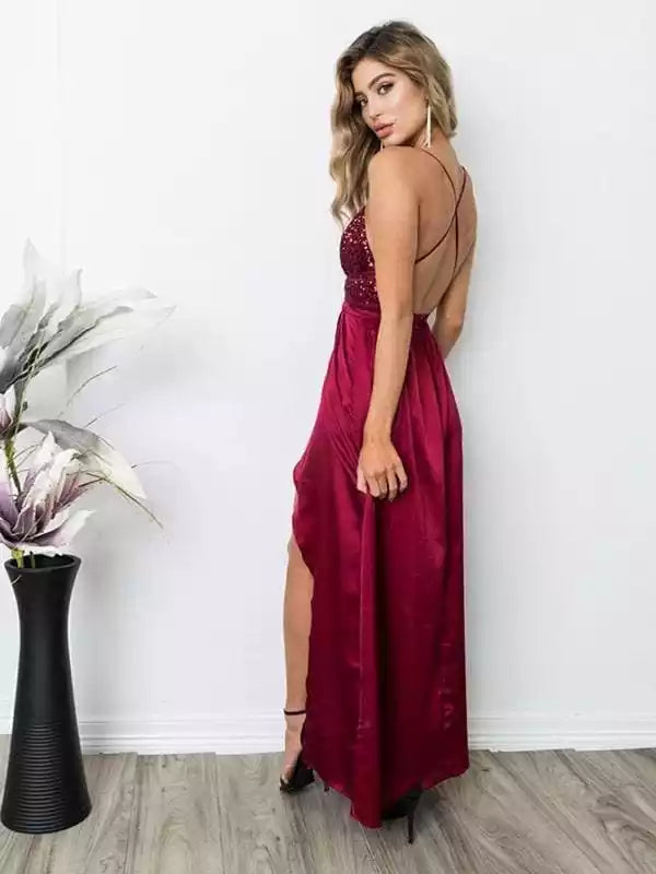 A-Line Sleeveless Straps Floor-Length Sequin Chiffon Dresses Bridesmaid Dresses