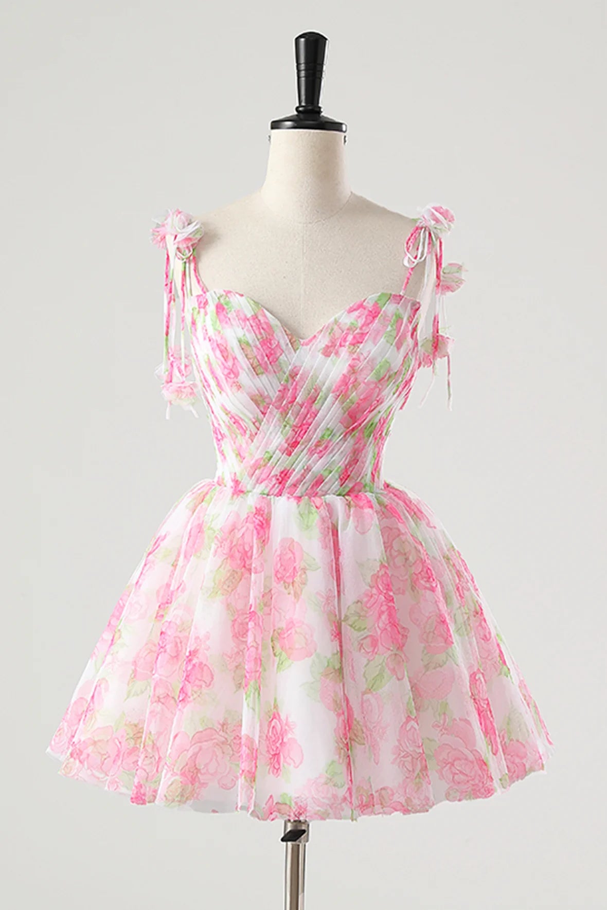 A-Line Spaghetti Strap Removable Skirt Lovely Flower Blushing Pink Prom Dress Party Dress