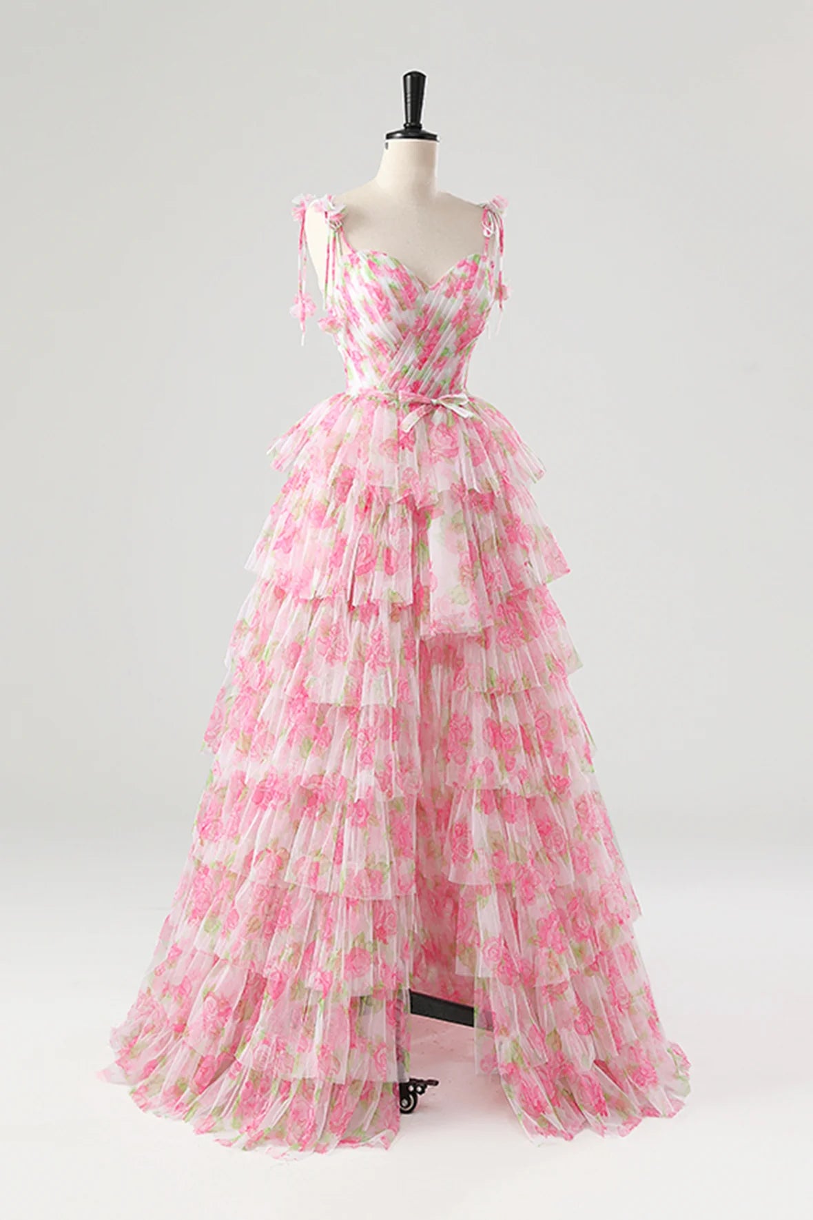 A-Line Spaghetti Strap Removable Skirt Lovely Flower Blushing Pink Prom Dress Party Dress