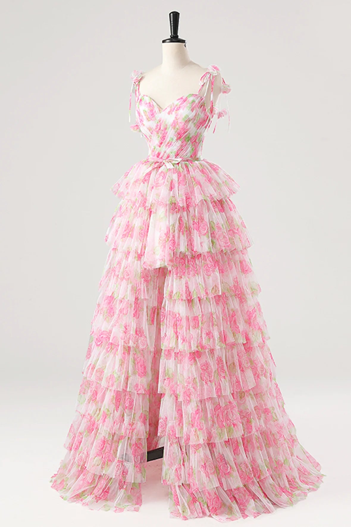 A-Line Spaghetti Strap Removable Skirt Lovely Flower Blushing Pink Prom Dress Party Dress