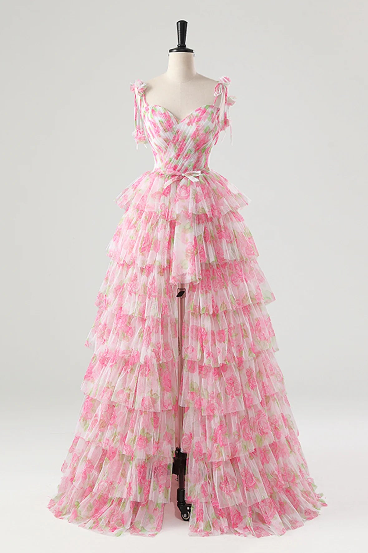 A-Line Spaghetti Strap Removable Skirt Lovely Flower Blushing Pink Prom Dress Party Dress