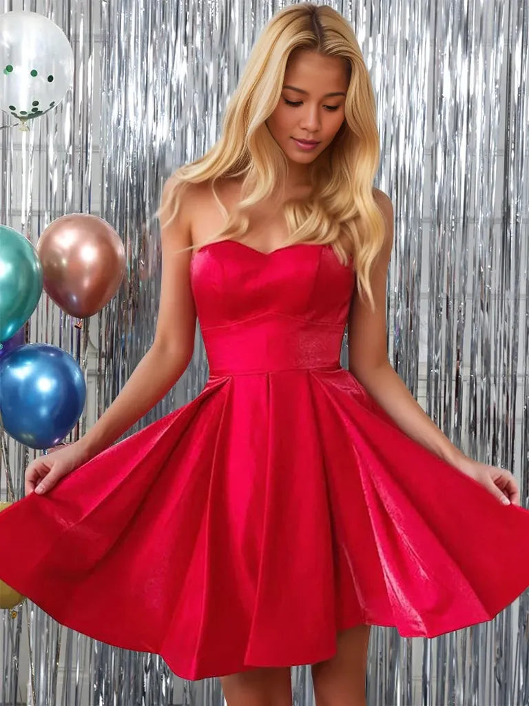 A-Line Strapless Sleeveless Short Party Dance Cocktail Homecoming Dress