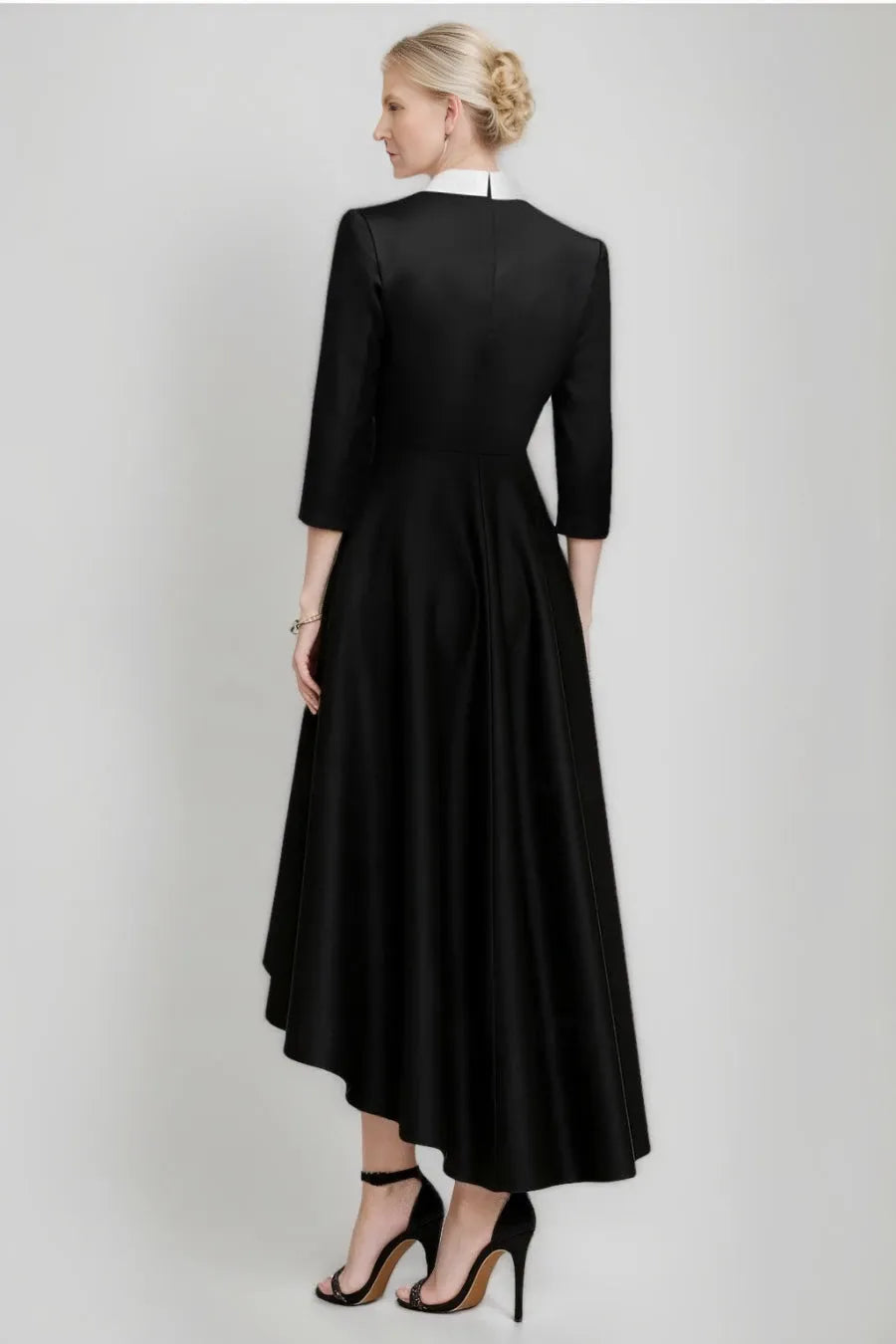A-Line V-Neck Peaked Lapel Long Sleeves Asymmetrical with Buttons Mother of the Bride Dresses