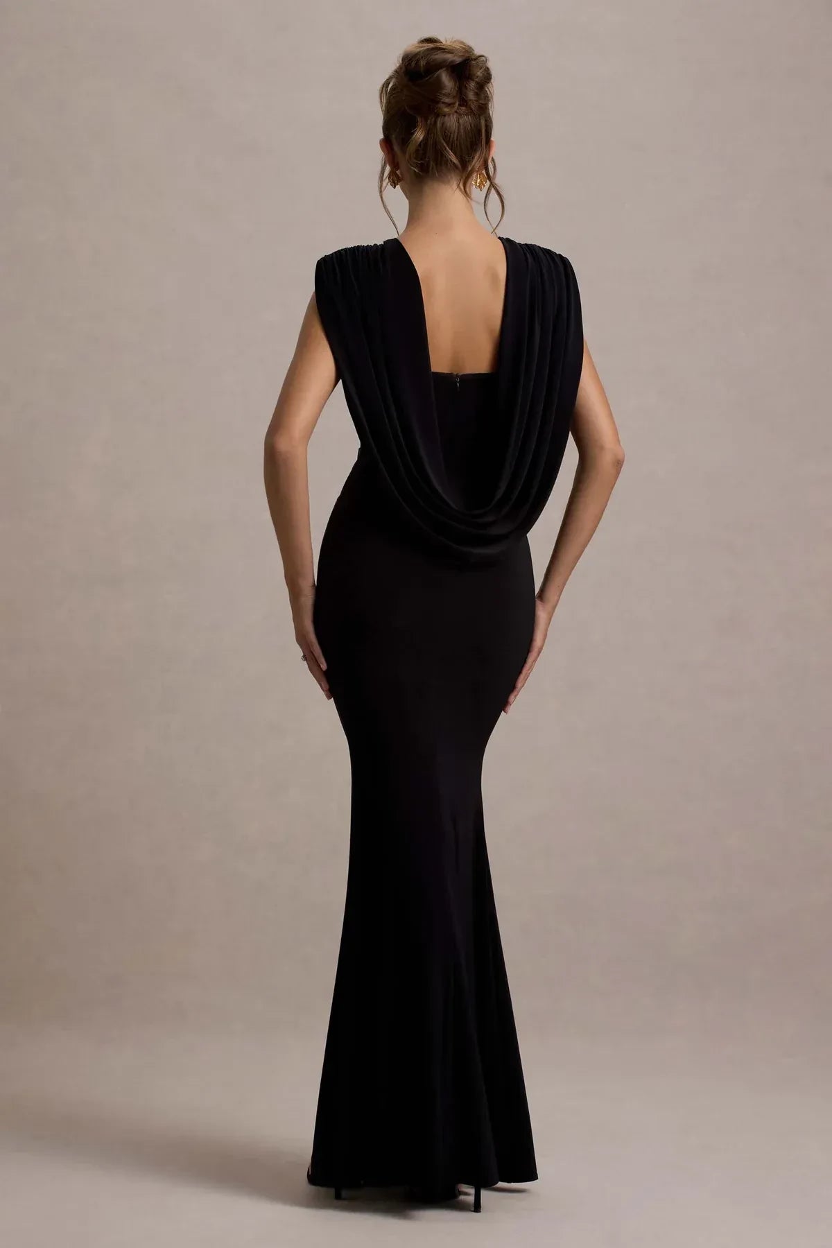Absorbing Mermaid Crew Neck Cap Sleeve Draped Back Floor Length Evening Dress