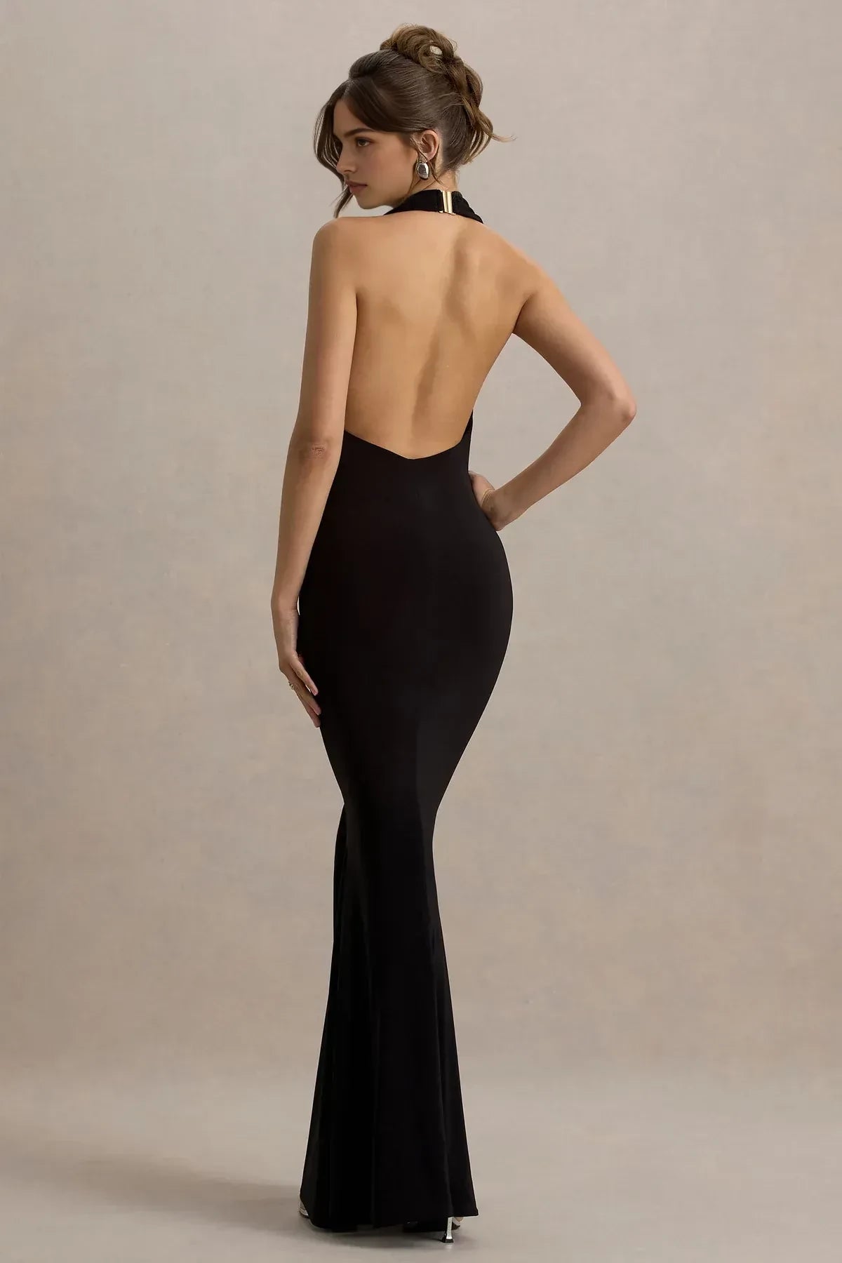 Absorbing Mermaid Halter Neck Sleeveless Open Back Floor Length Evening Dress