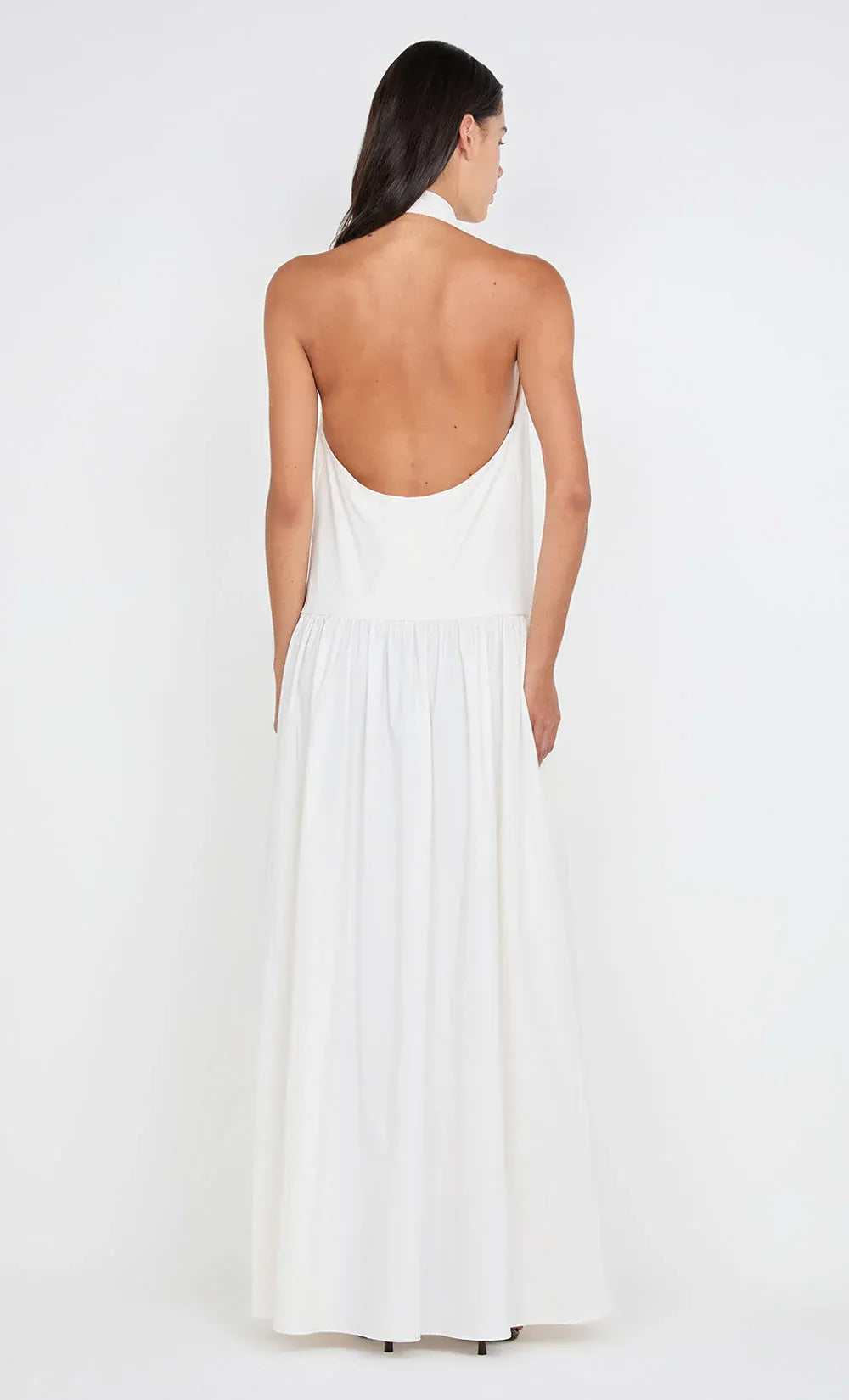 Airy A Line Halter Neck Sleeveless Open Back Floor Length For Sale Prom Dress