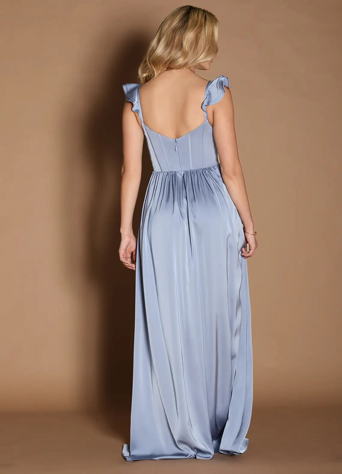 Airy Ballgown Sweetheart Ruffled Strap Open Back Floor Length For Adults Prom Dress