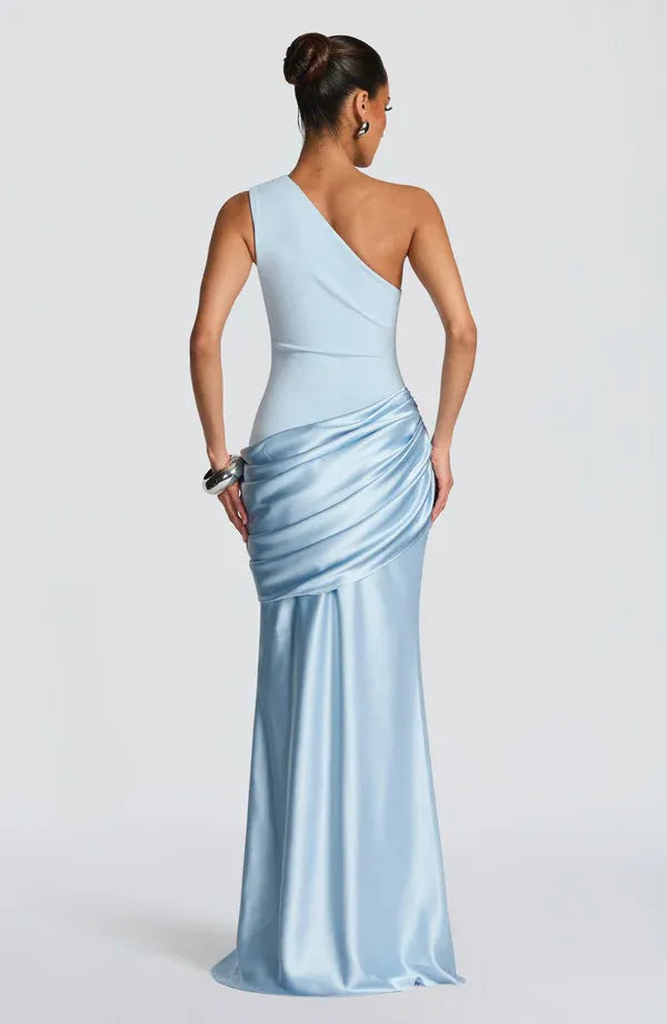 Airy Mermaid One Shoulder Sleeveless Ruched Back Floor Length For Women Evening Dress