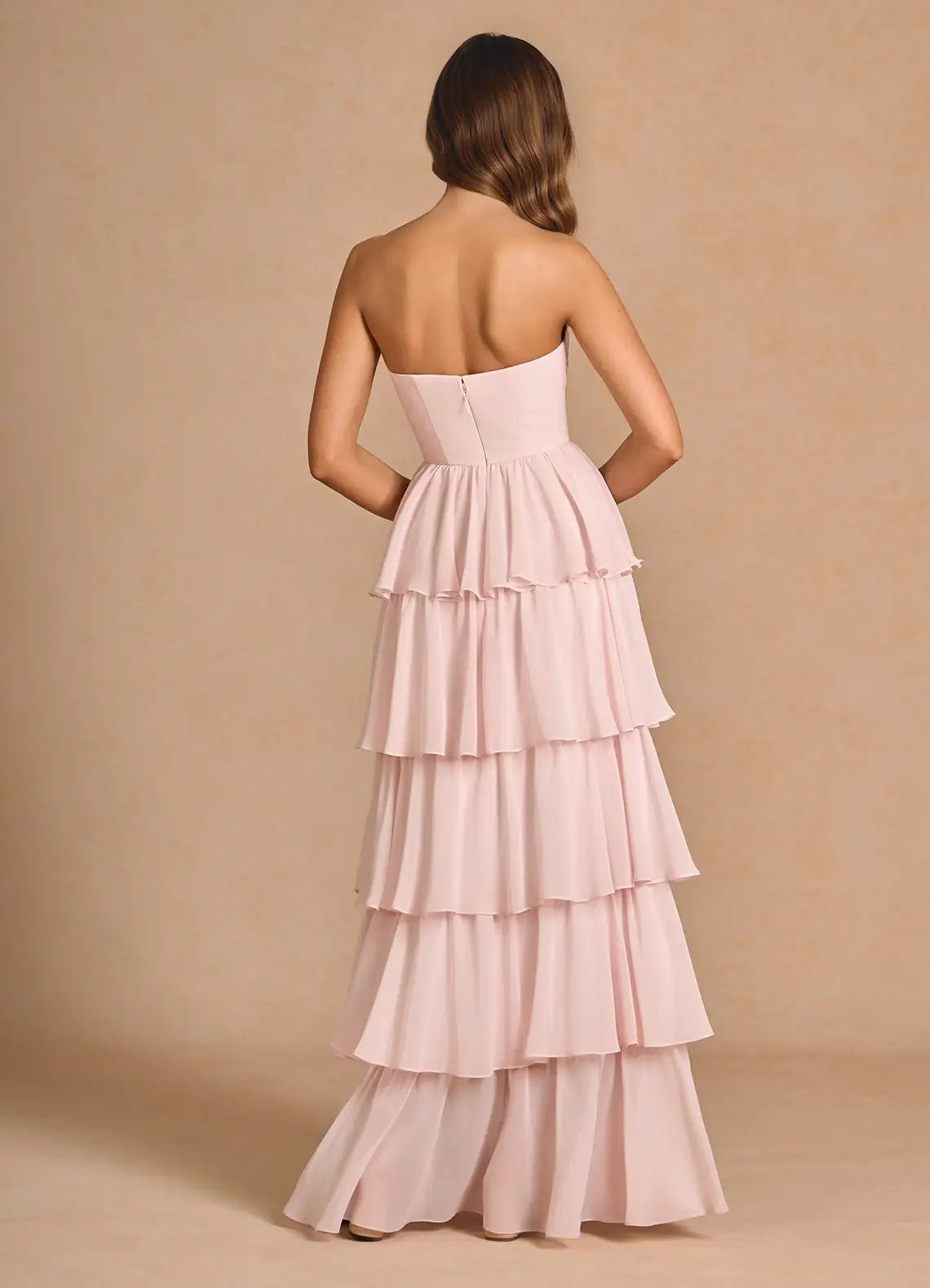 Airy Tiered Sweetheart Neck Sleeveless Open Back Floor Length For Ladies Prom Dress