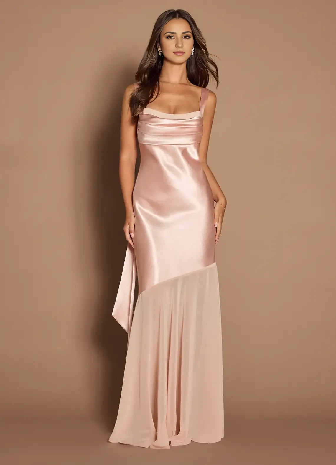 Airy Trumpet Square Neck Sleeveless Tie Back Floor Length For Ladies Prom Dress