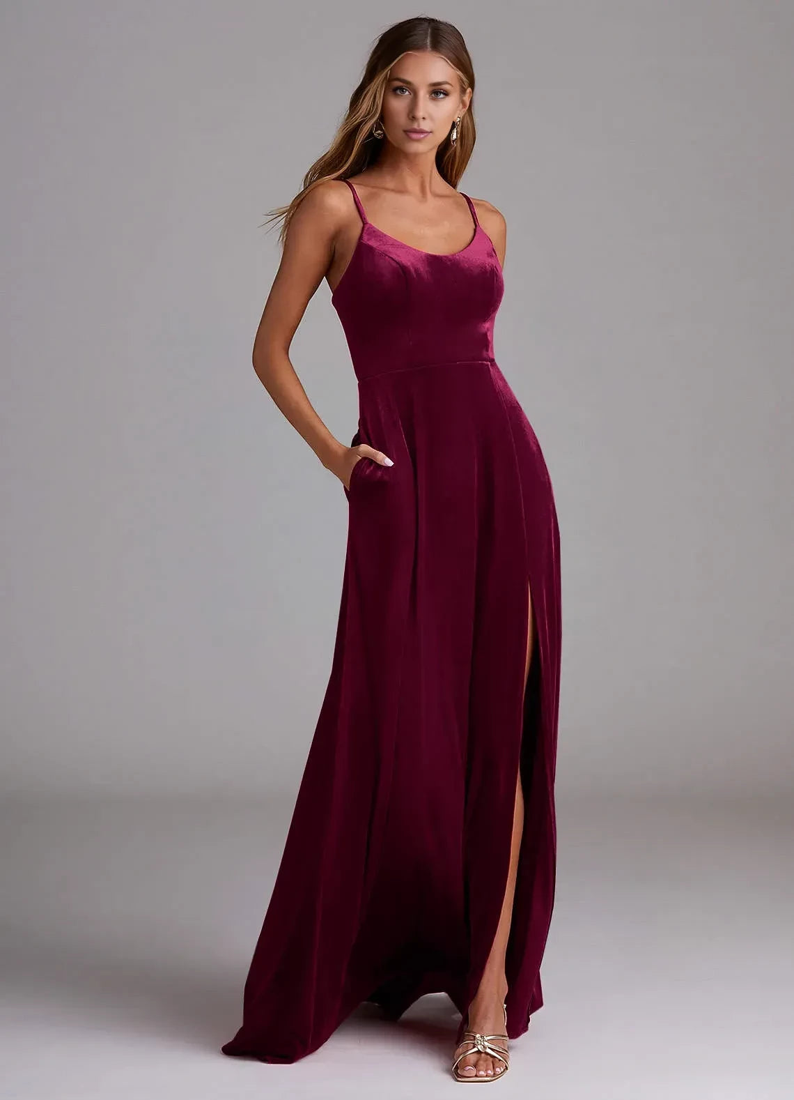 Alluring A Line Sweetheart Neck Sleeveless Spaghetti Strap Back Floor Length Bridesmaid Dress