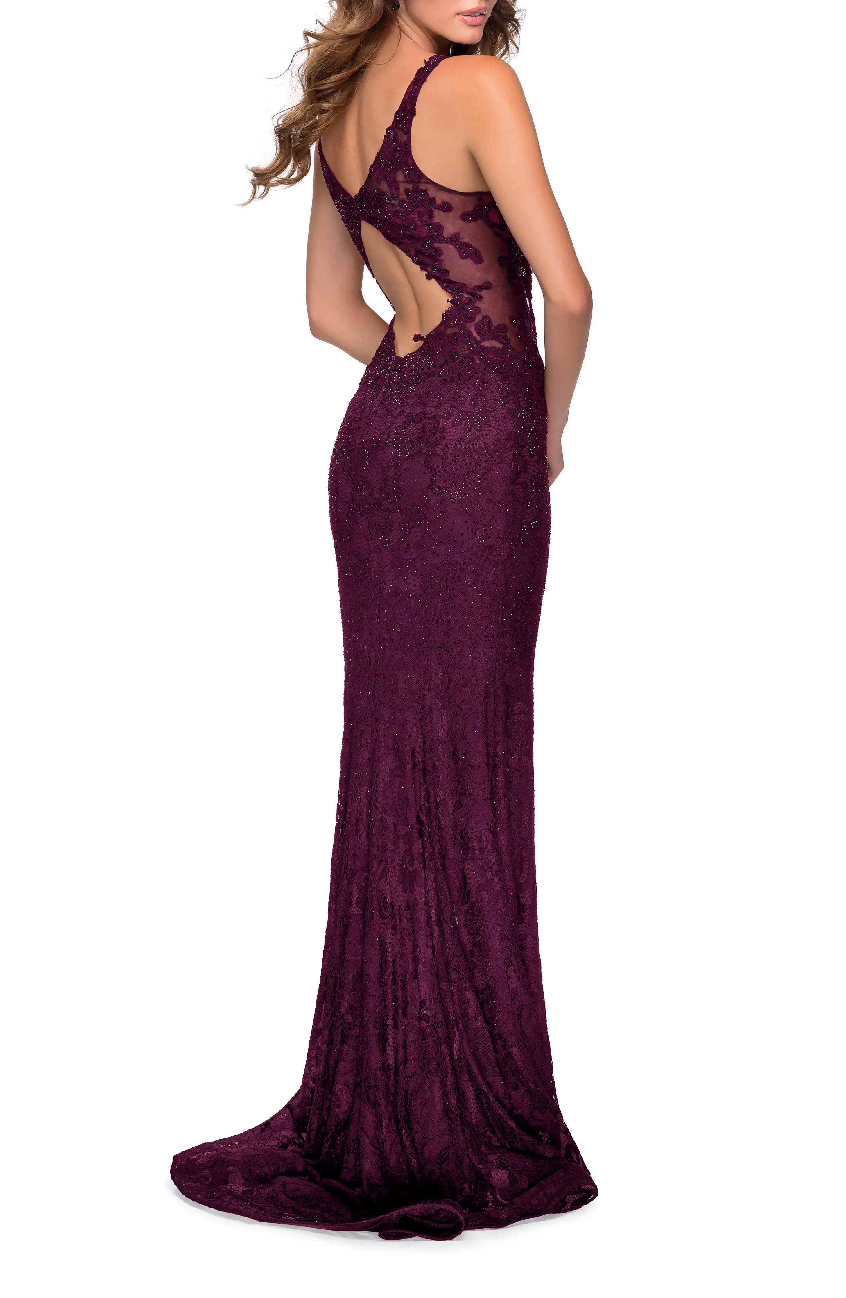 Alluring Mermaid Deep V Neck Sleeveless Cutout Back Floor Length Evening Dress