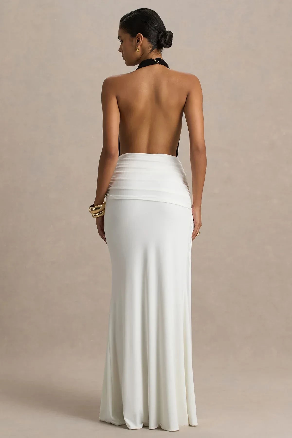 Alluring Mermaid Halter Neck Sleeveless Open Back Floor Length Evening Dress