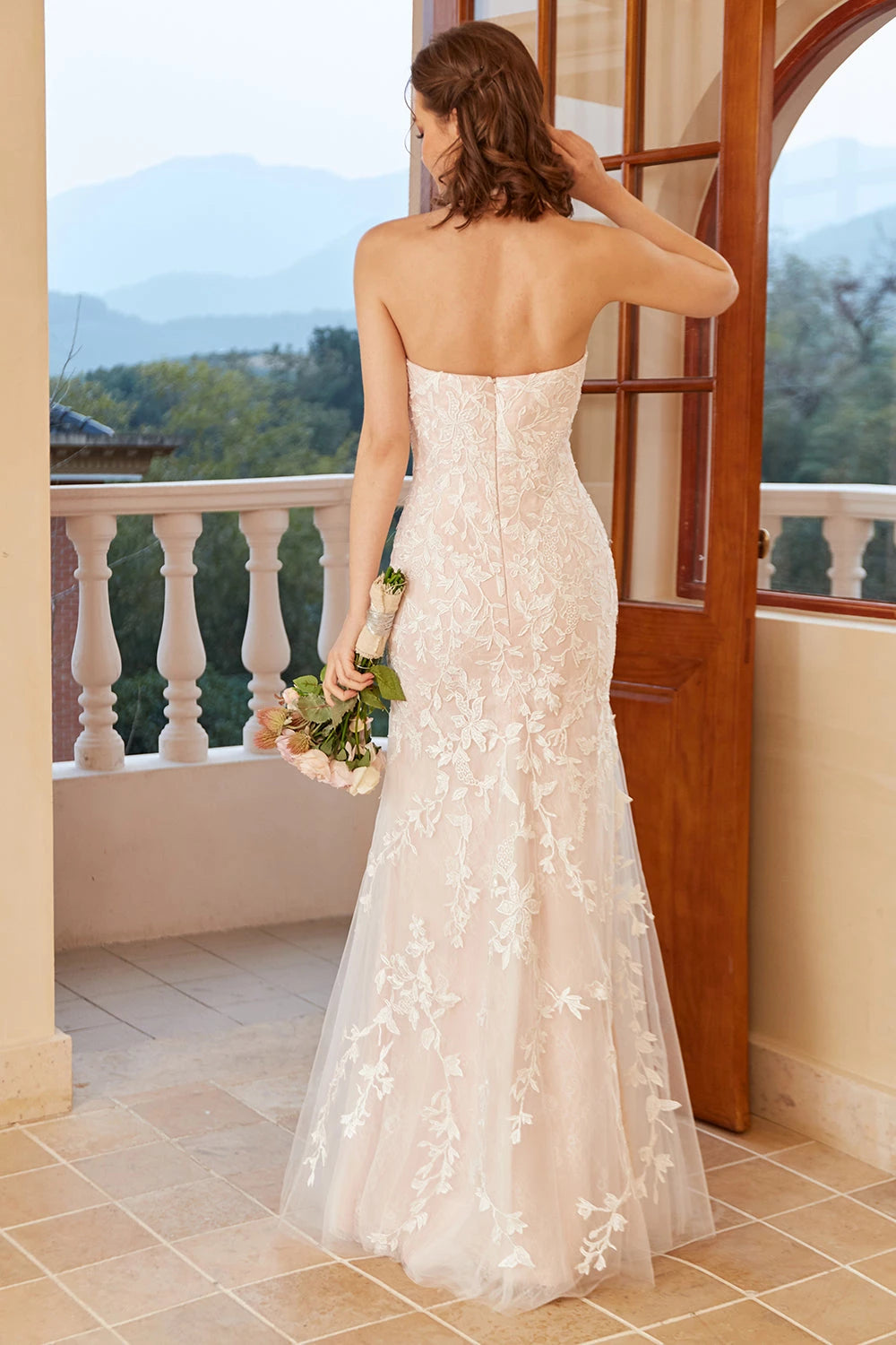 Alluring Mermaid Halter Neck Sleeveless Zipper Back Floor Length Wedding Dress