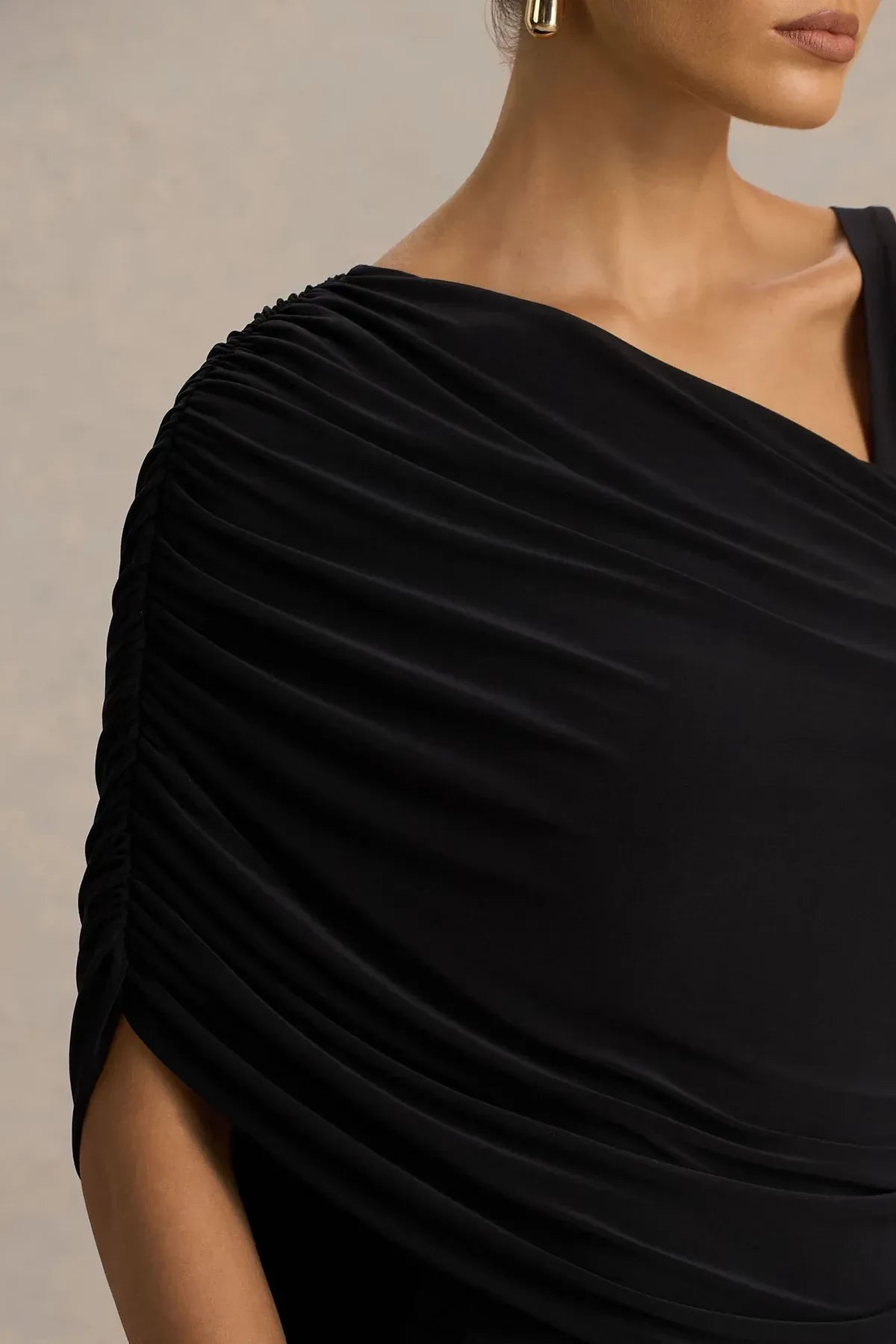 Alluring Mermaid One Shoulder Draped Sleeve Zipper Back Floor Length Evening Dress