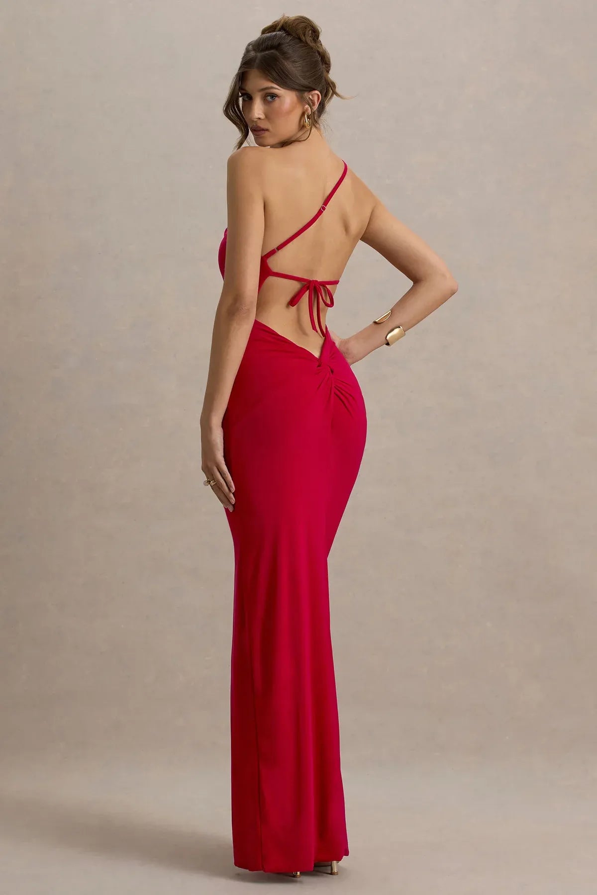 Alluring Mermaid One Shoulder Ruched Back Floor Length Evening Dress