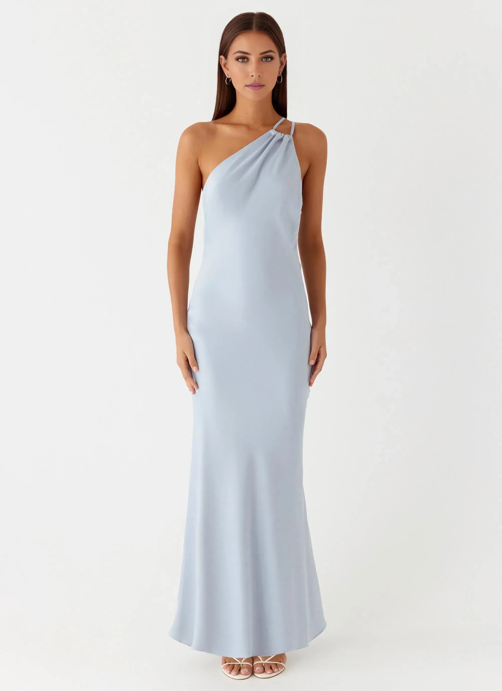 Alluring Mermaid One Shoulder Sleeveless Open Back Floor Length Plus Size Evening Dress