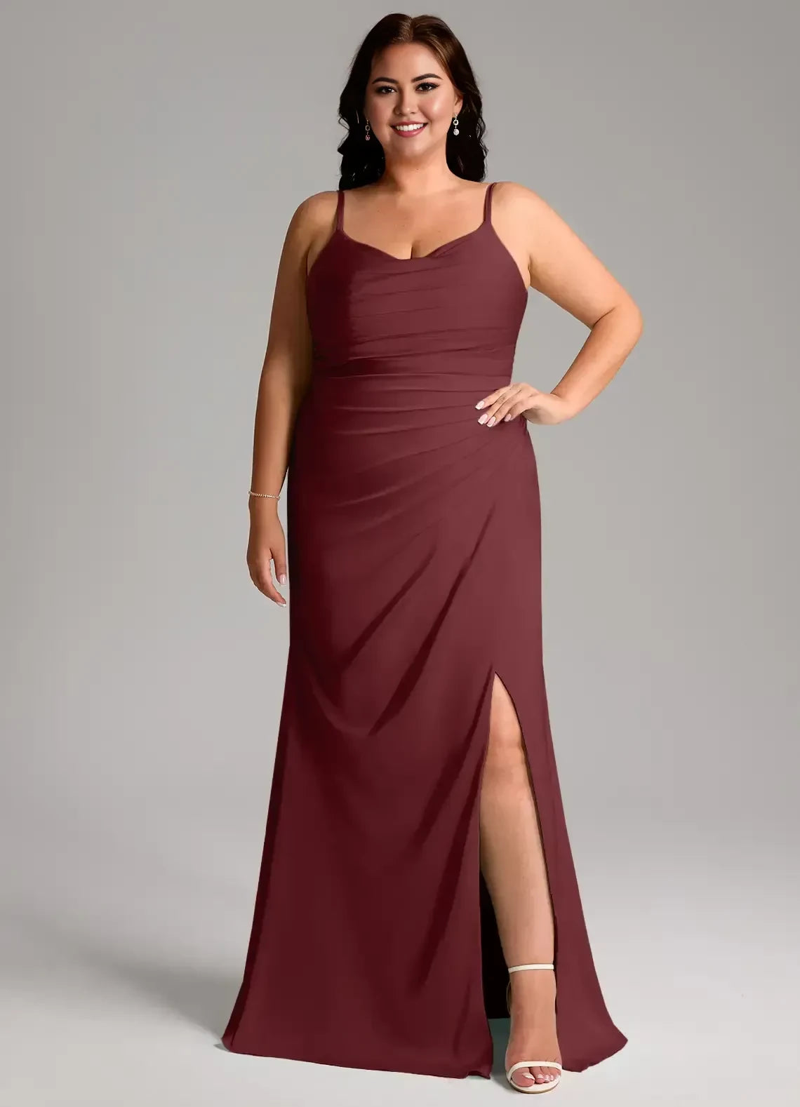 Alluring Plus Size Sheath Sweetheart Neck Spaghetti Strap Zipper Back Floor Length Bridesmaid Dress