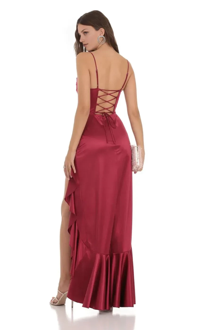 Alluring Sheath Cowl Neck Spaghetti Strap Lace Up Back Floor Length Evening Dress
