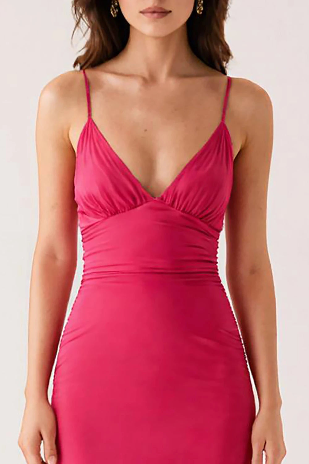 Alluring Sheath Deep V Neck Spaghetti Strap Open Back Evening Dress Homecoming Dress