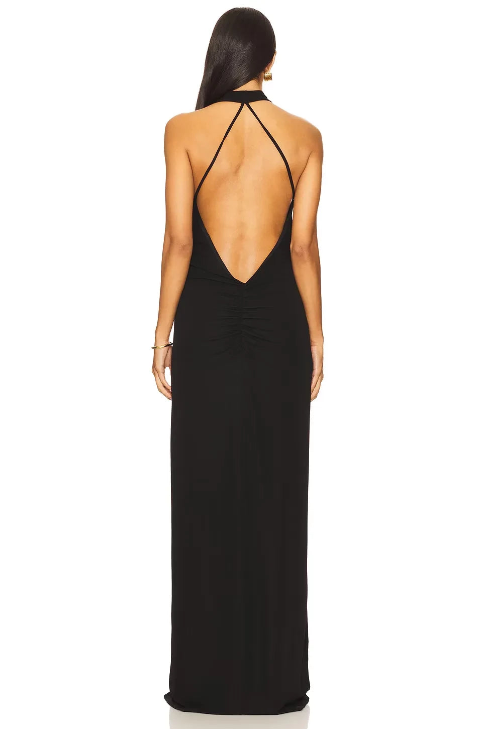 Alluring Sheath Halter Neck Sleeveless Cutout Back Floor Length Evening Dress