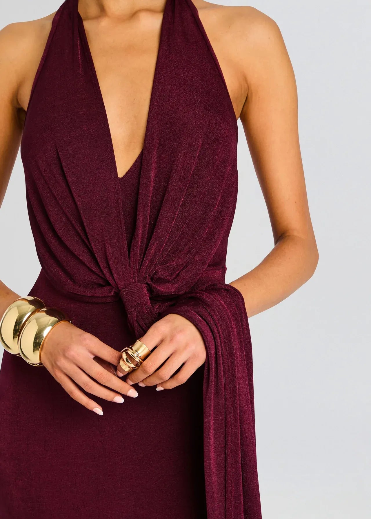 Alluring Sheath Halter Neck Sleeveless Open Back Floor Length Plus Size Evening Dress