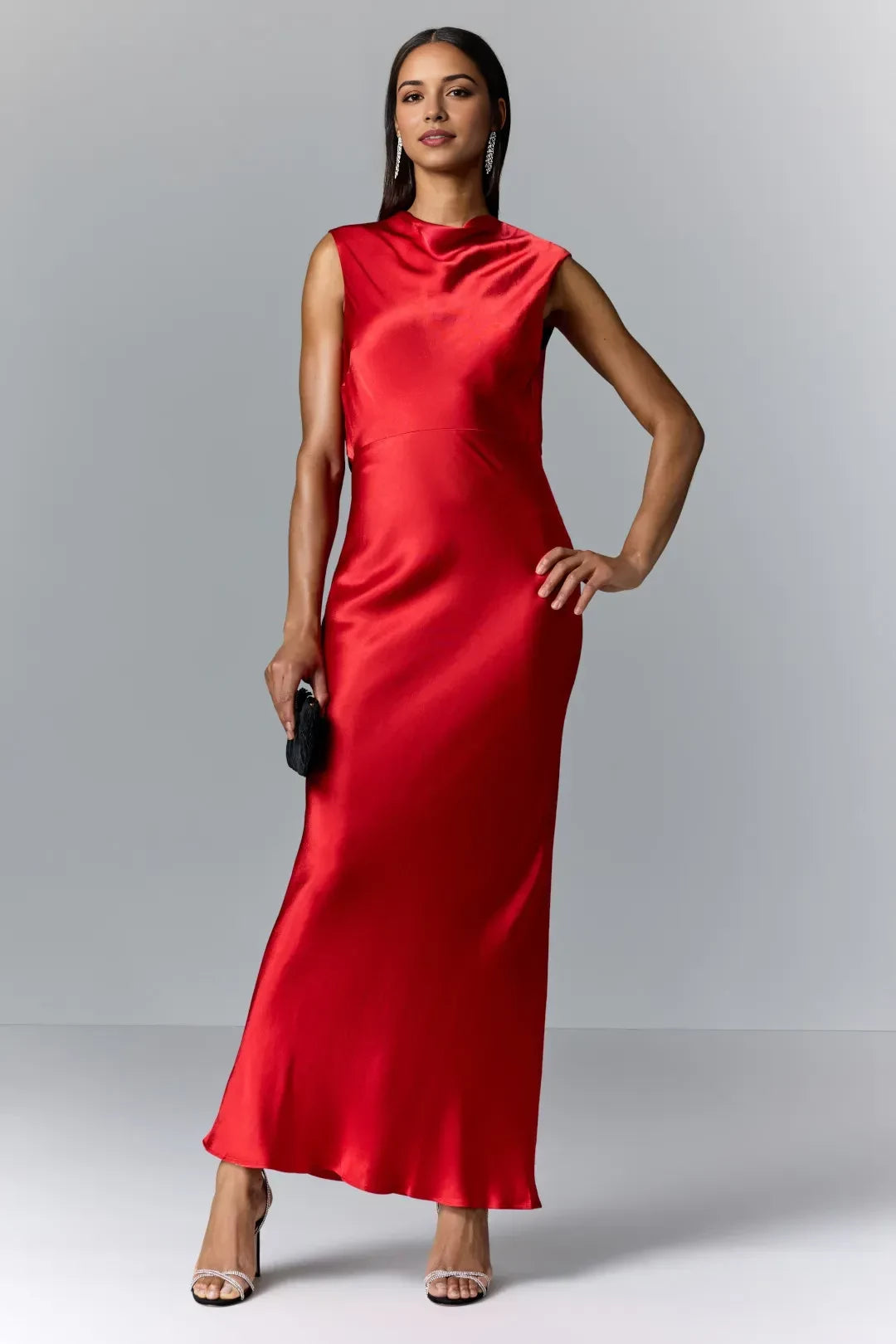 Alluring Sheath Mock Neck Sleeveless Open Back Floor Length Plus Size Prom Dress