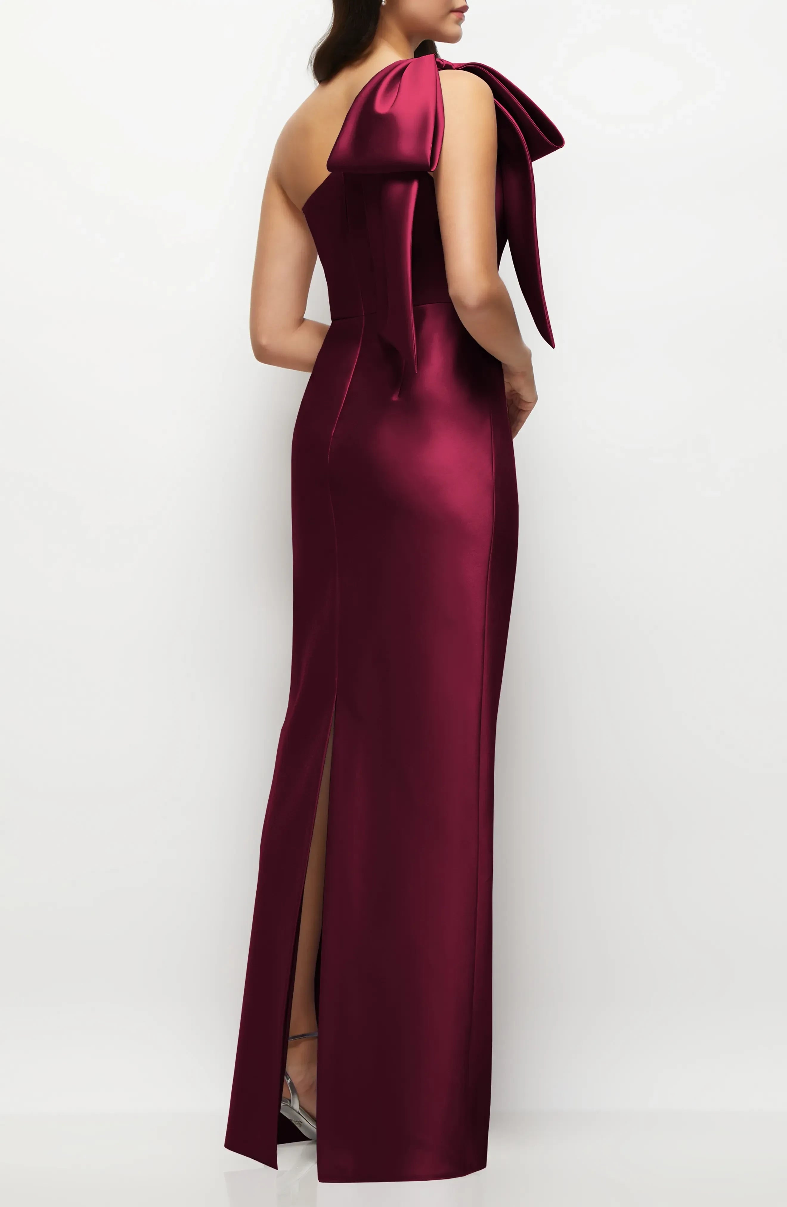 Alluring Sheath One Shoulder Sleeveless Open Back Floor Length Bridesmaid Dress