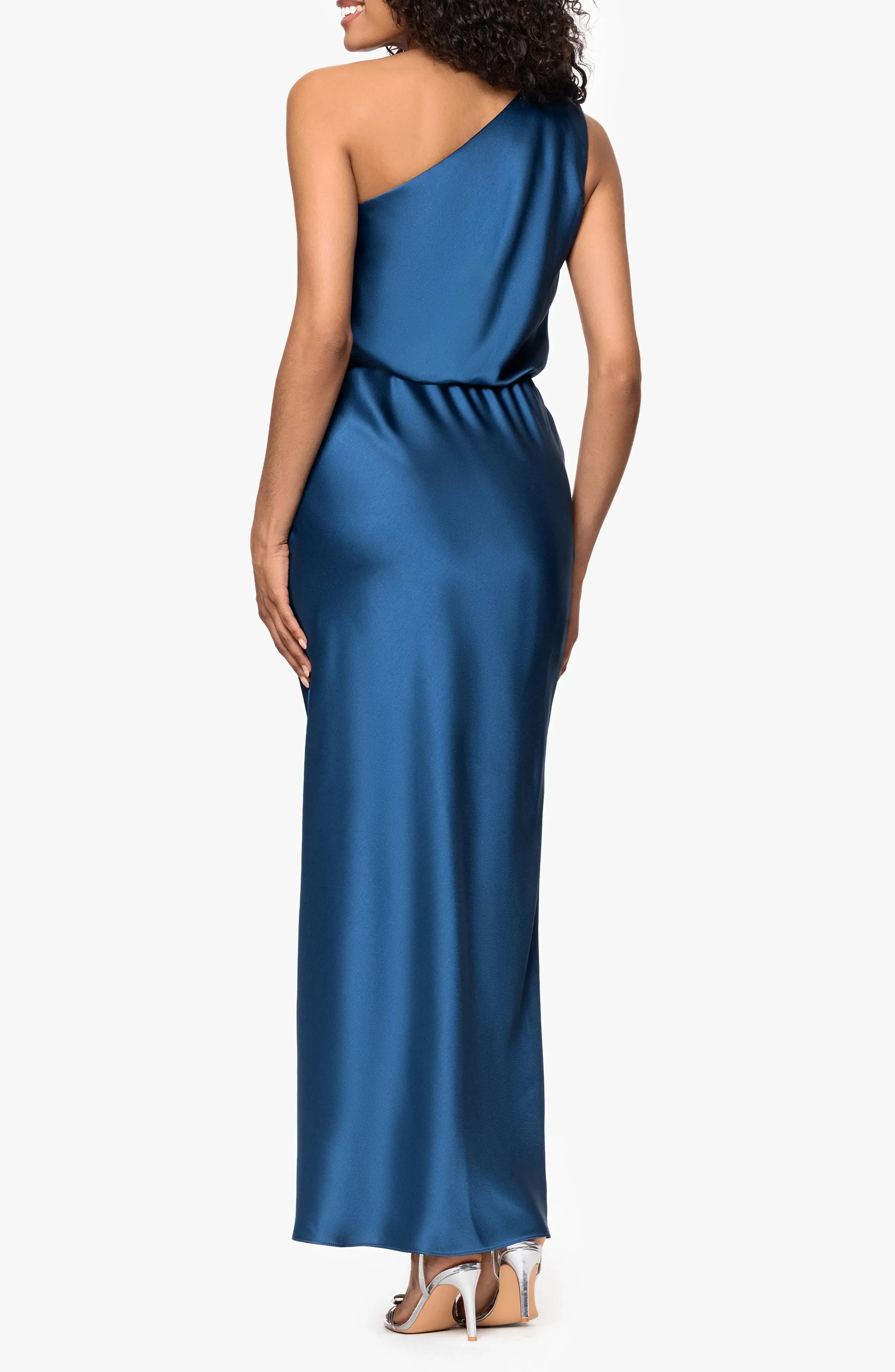 Alluring Sheath One Shoulder Sleeveless Ruched Back Floor Length Evening Dress