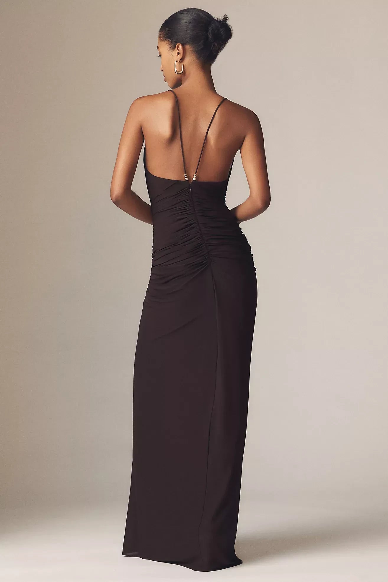 Alluring Sheath Plunge Neck Spaghetti Strap Open Back Floor Length Evening Dress