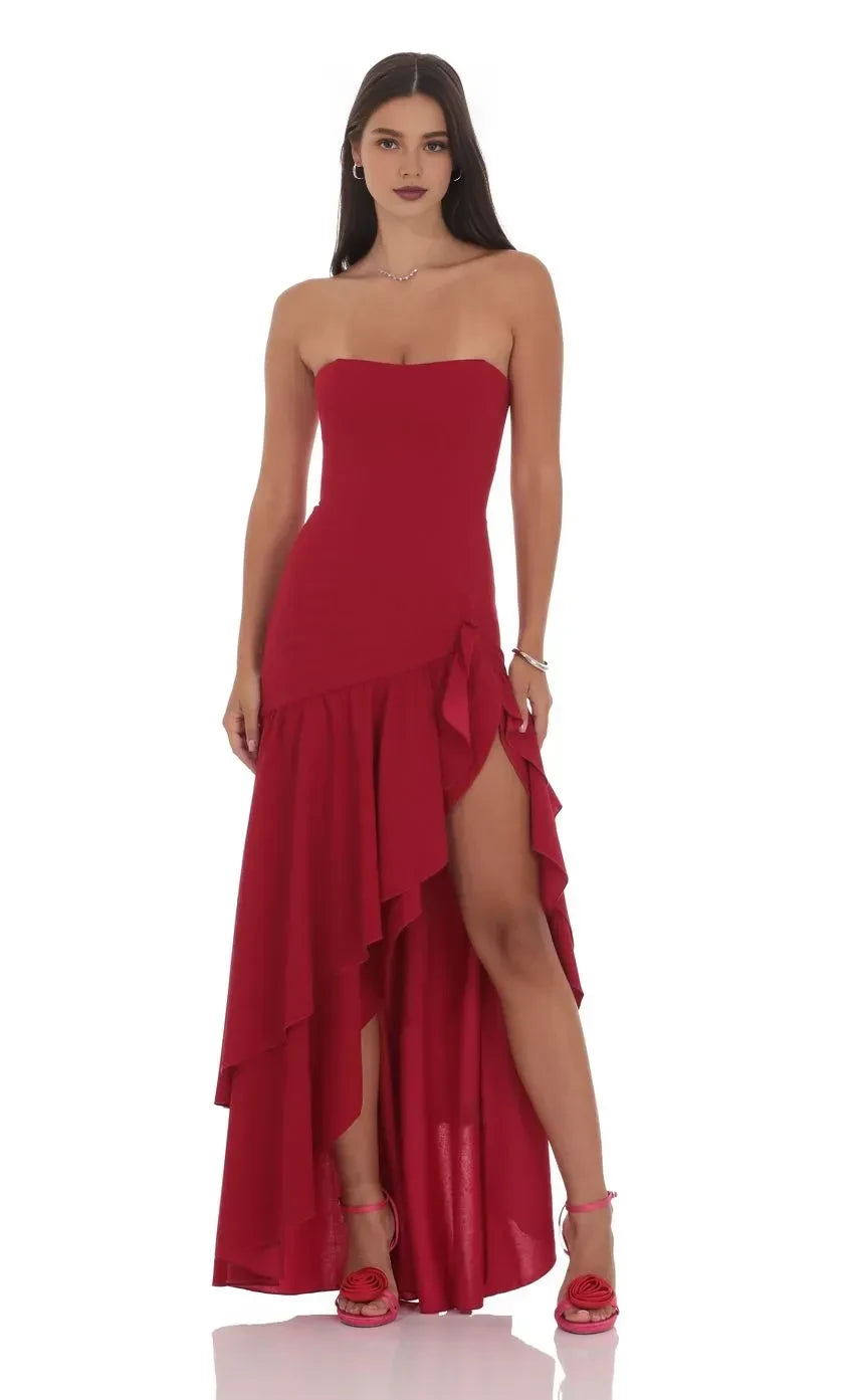 Alluring Sheath Strapless Sleeveless Zipper Back Floor Length Evening Dress