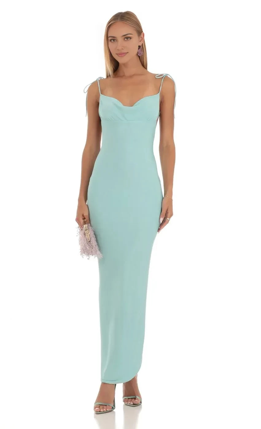 Alluring Sheath Sweetheart Neck Tie Strap Open Back Floor Length Evening Dress