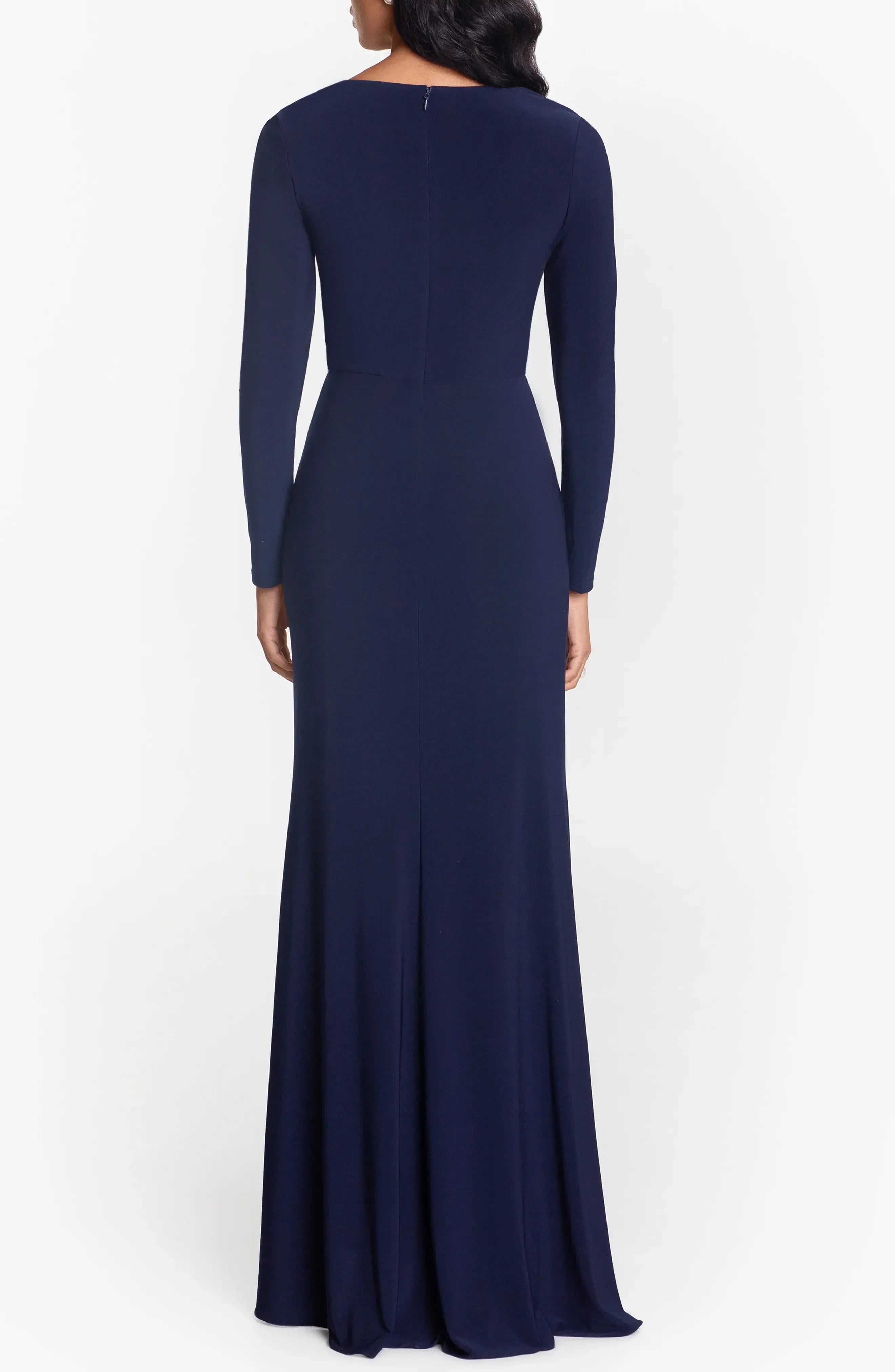 Alluring Sheath V Neck Long Sleeve Plain Back Floor Length Evening Dress