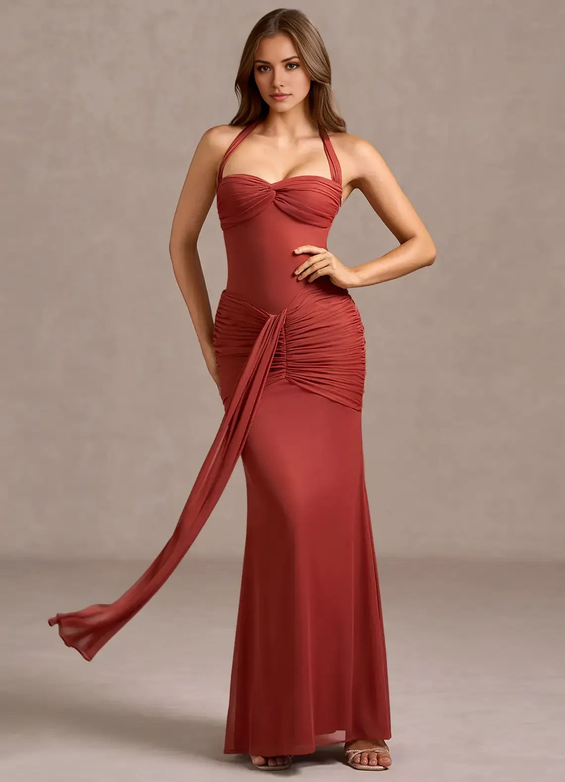 Alluring Trumpet Sweetheart Halter Neck Open Back Floor Length For Sale Prom Dress