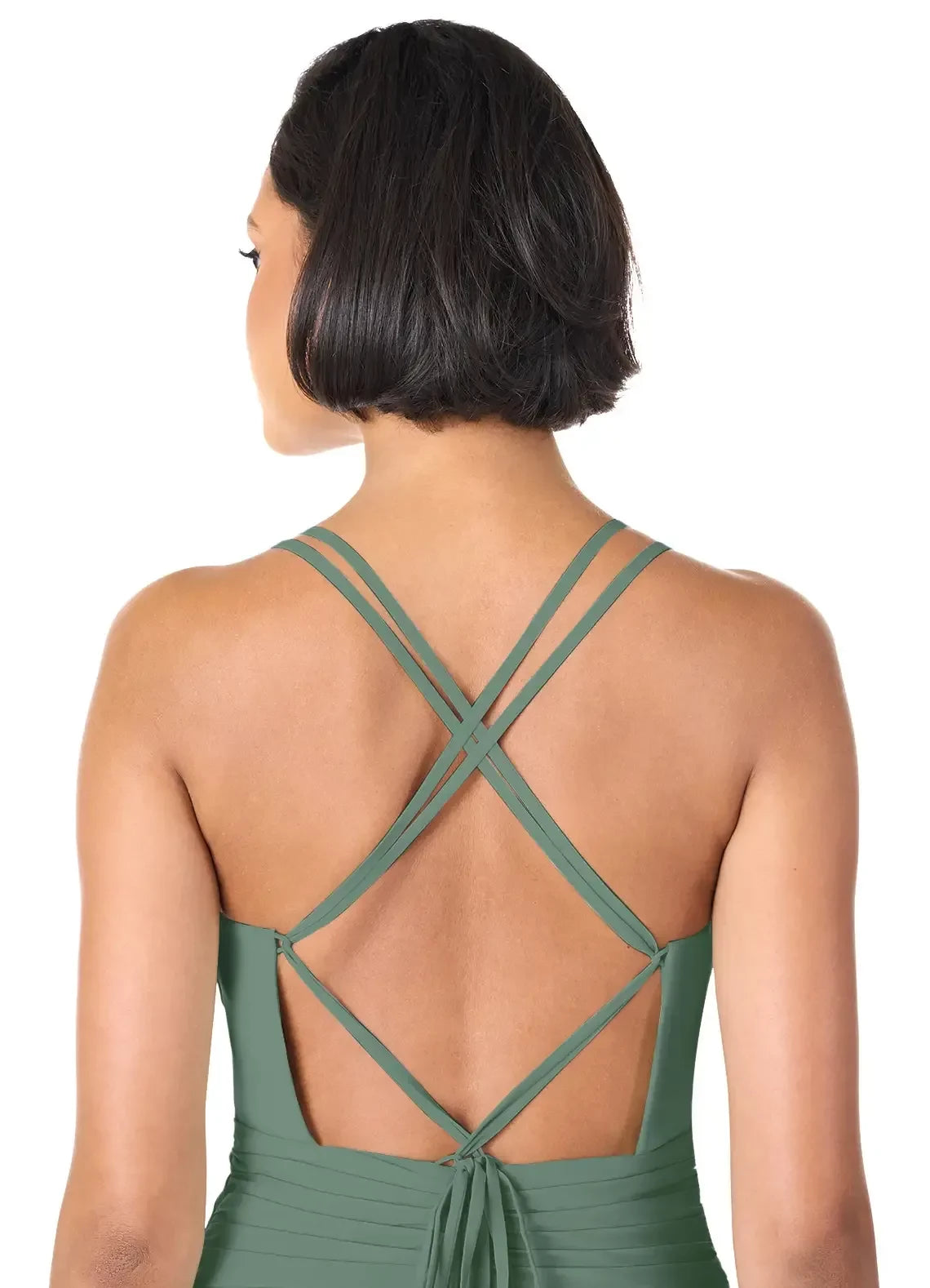 Appealing A Line V Neck Sleeveless Criss Cross Back Floor Length Bridesmaid Dress