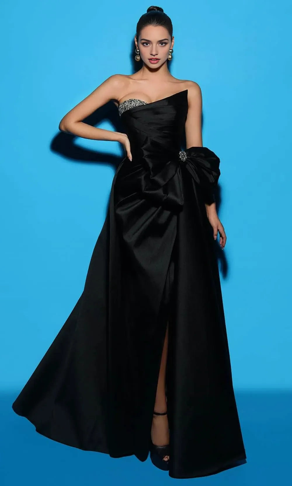 Asymmetrical Sleeveless A-Line Black Fashion Off the shoulder Floor length Prom Dress For Sale For Women