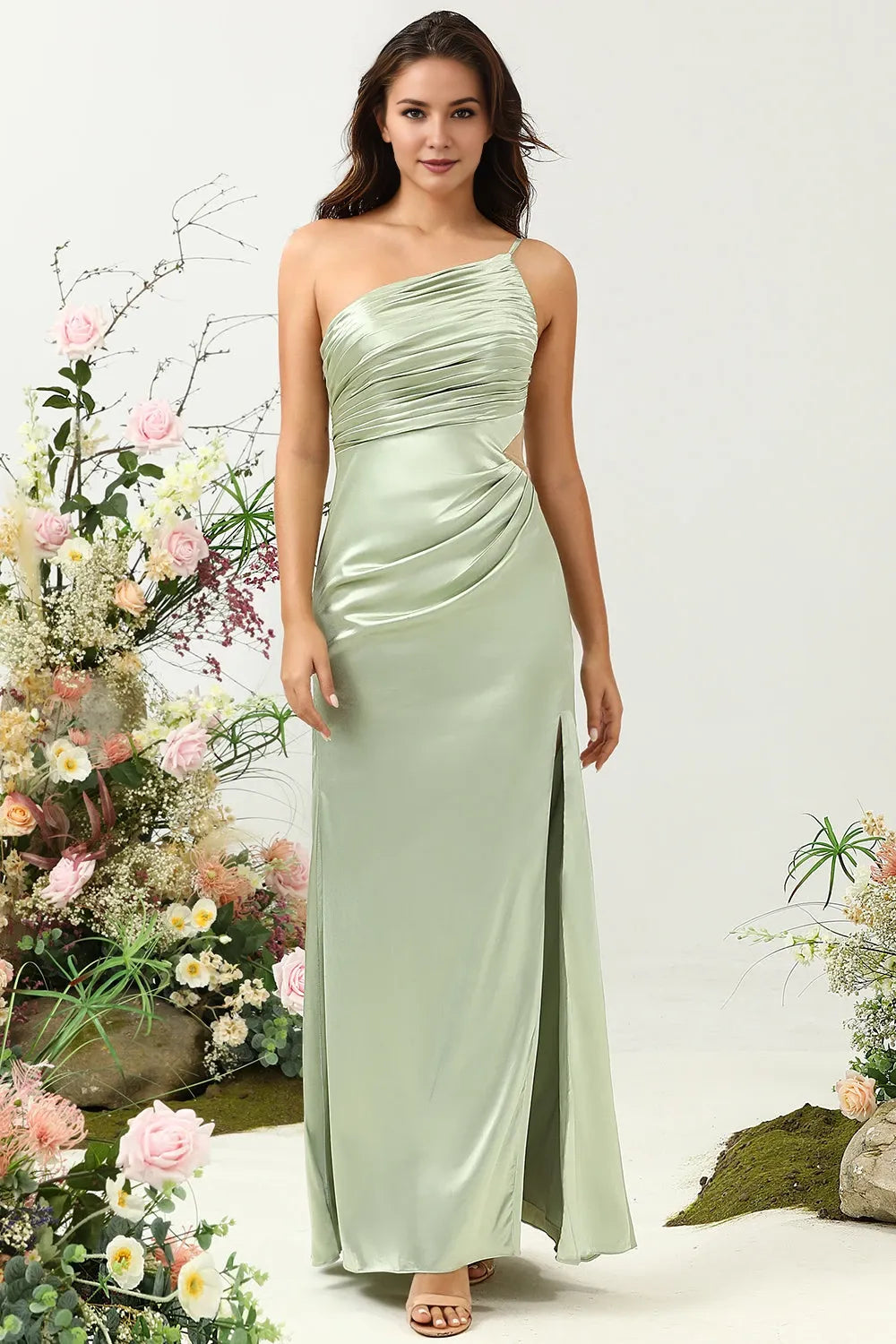 Asymmetrical Sleeveless Sheath Elegant One Shoulder Floor length Party Dress Hot Sale For Ladies