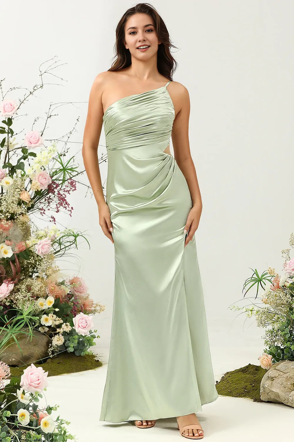 Asymmetrical Sleeveless Sheath Elegant One Shoulder Floor length Party Dress Hot Sale For Ladies