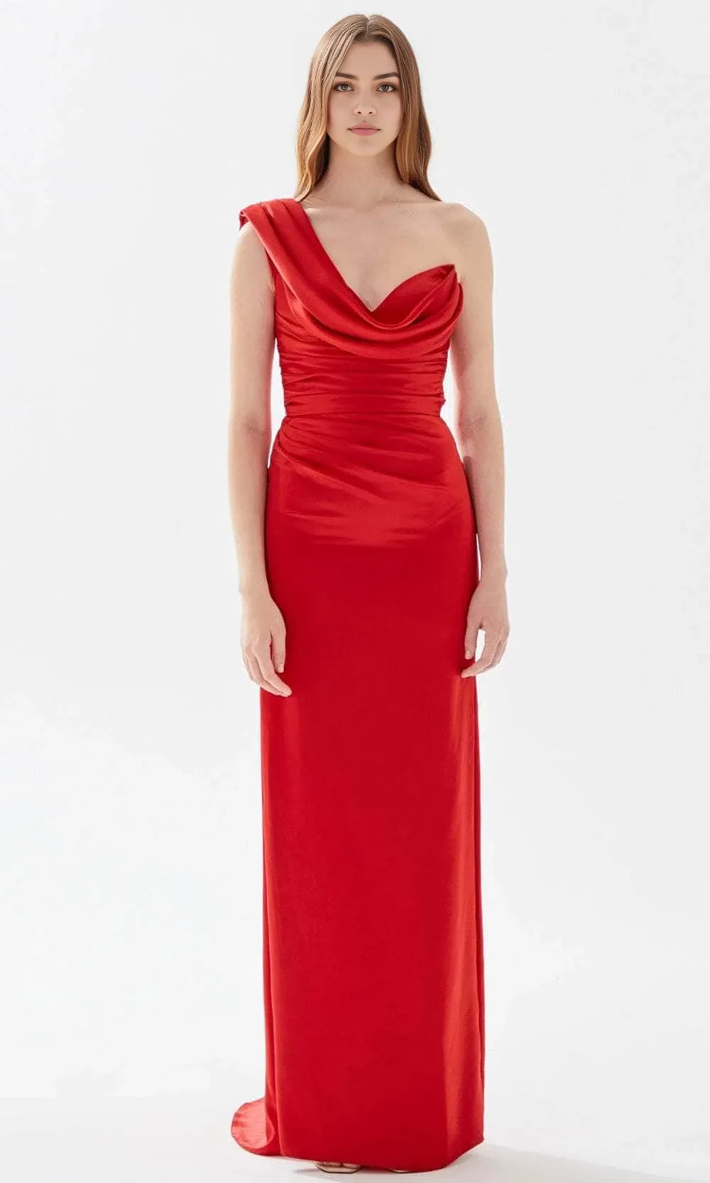 Asymmetrical Sleeveless Sheath Red Pretty Off the shoulder Floor Length Prom Dress Hot Sale For Adults