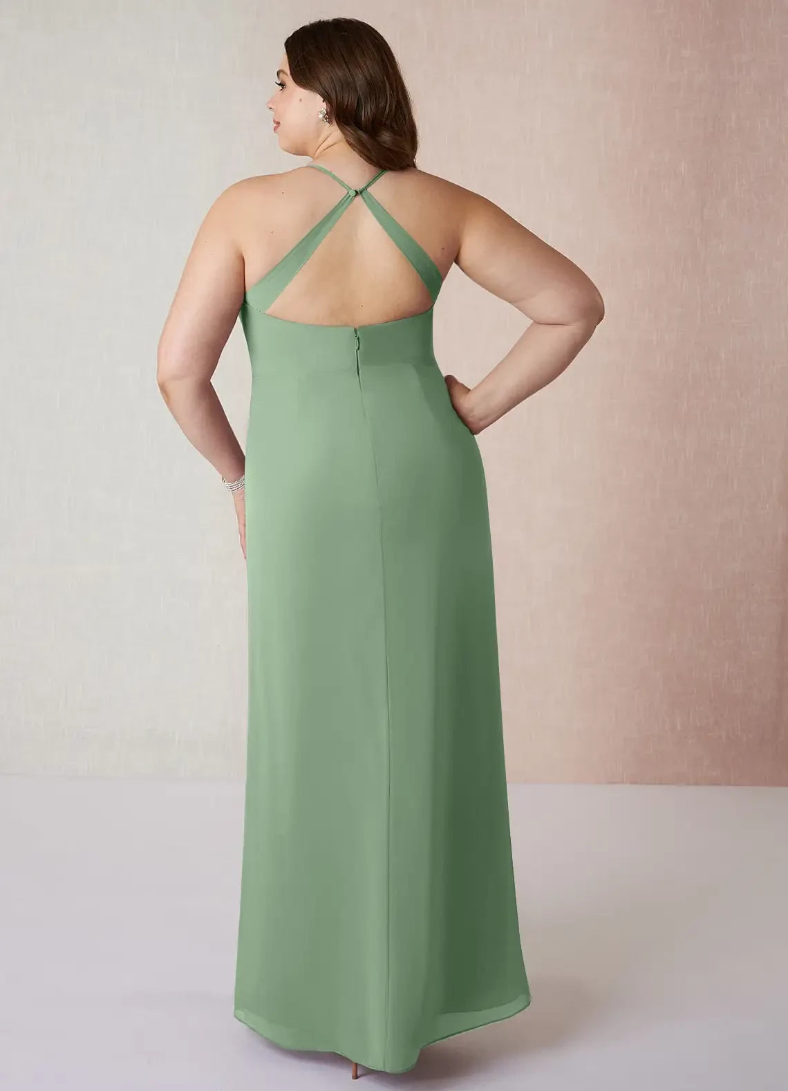 Attractive Plus Size Sheath Sweetheart Neck Spaghetti Strap Criss Cross Back Floor Length Bridesmaid Dress